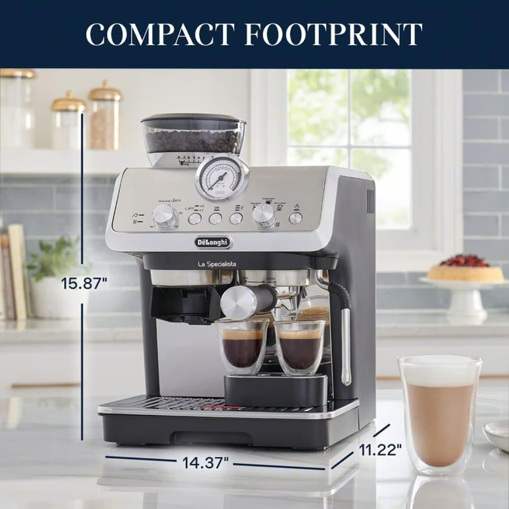 De'Longhi La Specialista Espresso Machine with Grinder, Milk Frother, 1450W, Barista Kit - Bean to Cup Coffee & Cappuccino Maker,Stainless Steel, Black, view 8