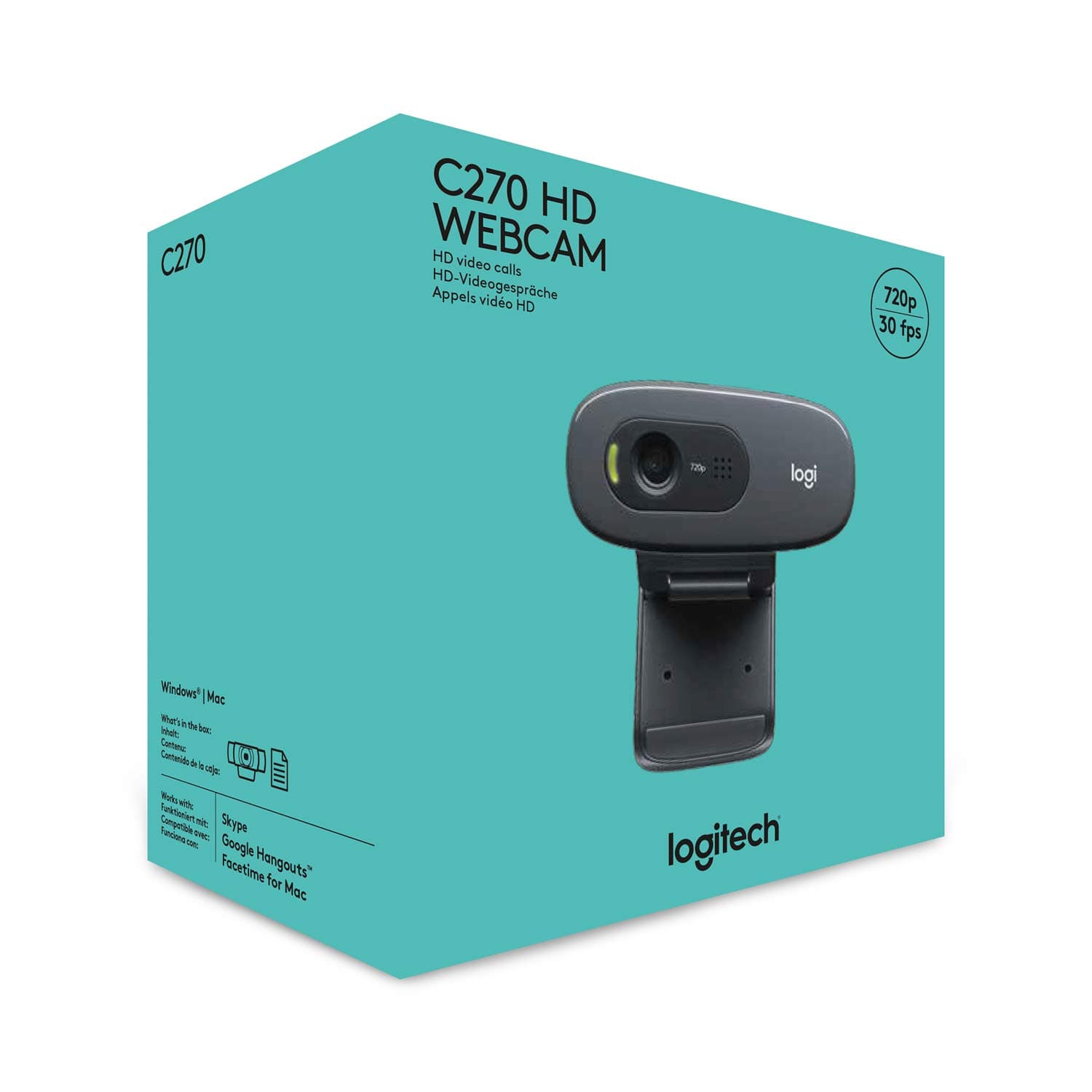 Logitech C270 720p Webcam Plug-and-Play Wide Screen Video Calling - Black, view 7