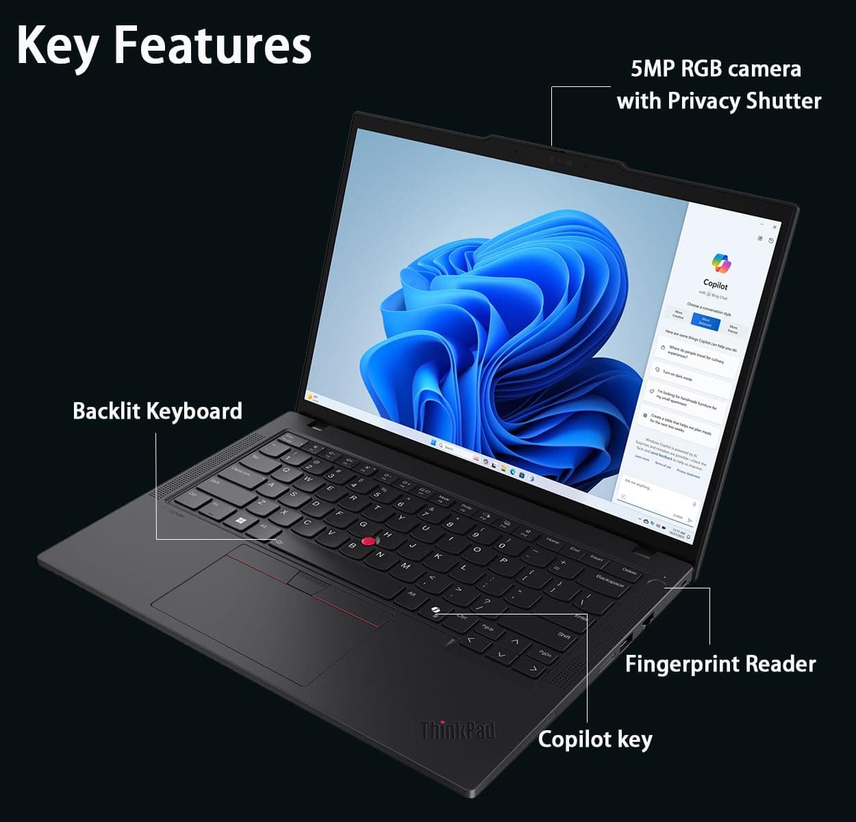 Lenovo ThinkPad T14 Gen 6 Laptop, Intel Ultra 5 225U, 32GB DDR5, 1TB SSD, view 5