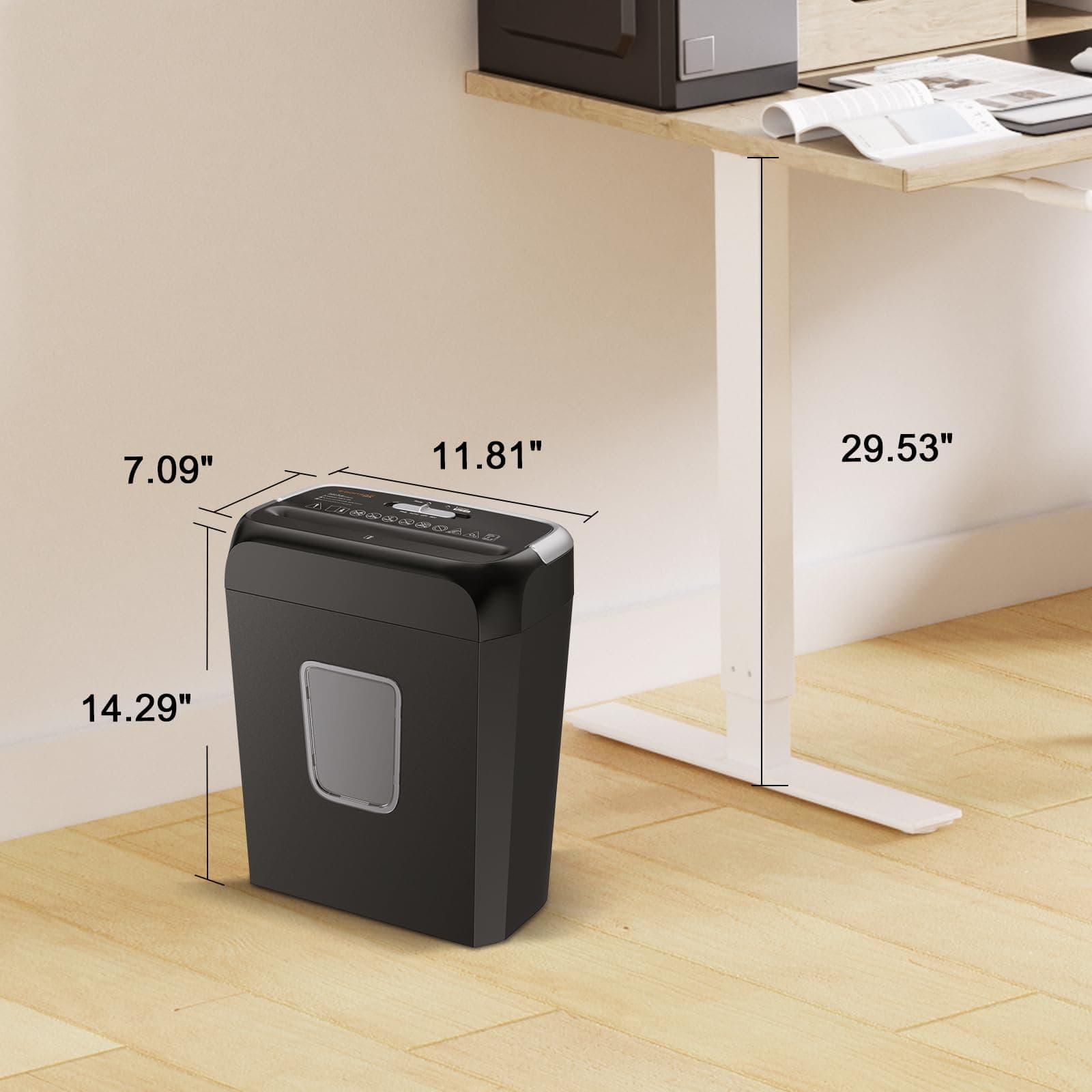 Bonsaii 6-Sheet Cross Cut Paper Shredder for Home, 3.4 Gal Bin, view 5