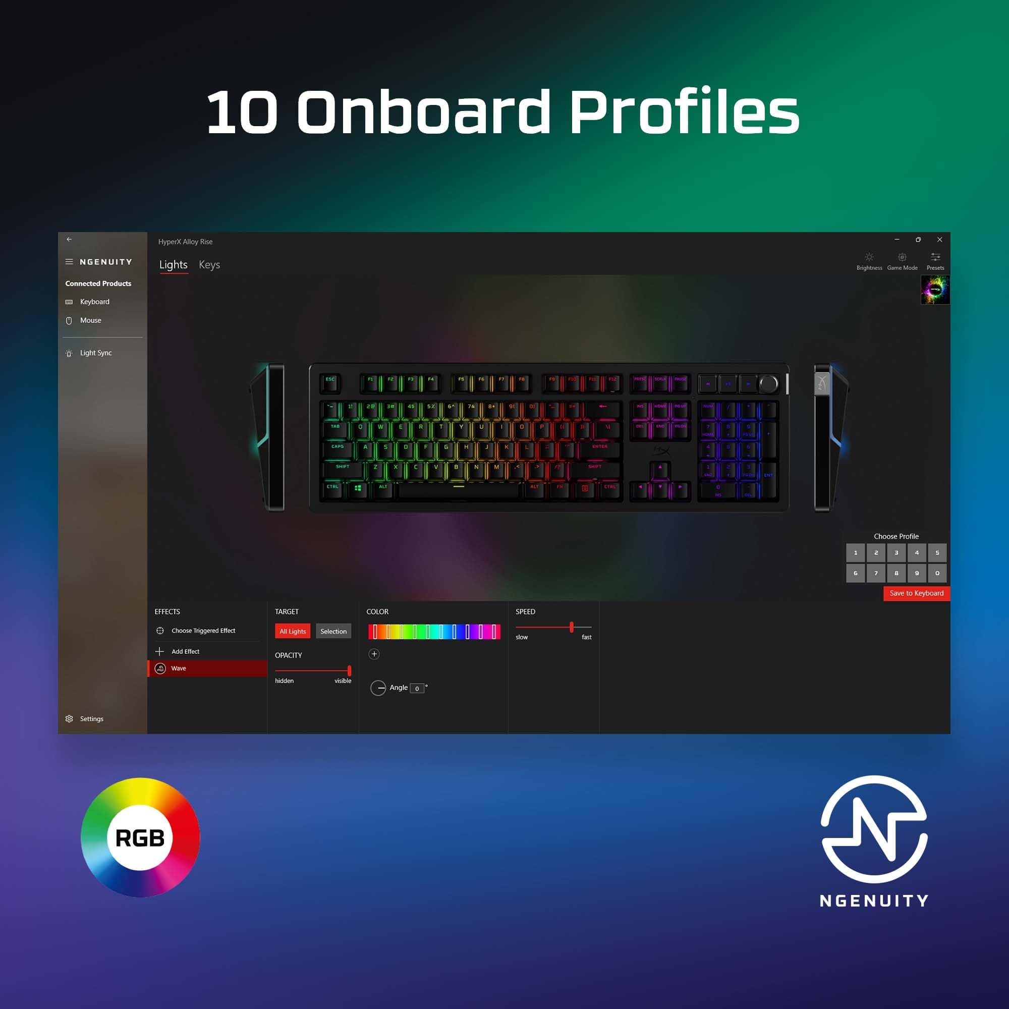 HyperX Alloy Rise – Hot-Swappable Mechanical Gaming Keyboard, PC, Ambient Light Sensor, Gasket Mounted, HyperX Linear Switches, view 8