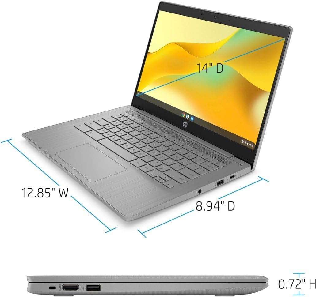HP 2023 Chromebook Laptop, 14 Inch Display, Intel Celeron N4120 Processor, 4GB RAM, 64GB eMMC, Intel UHD Graphics 600, WiFi, Bluetooth, Chrome OS, Modern Gray, view 5