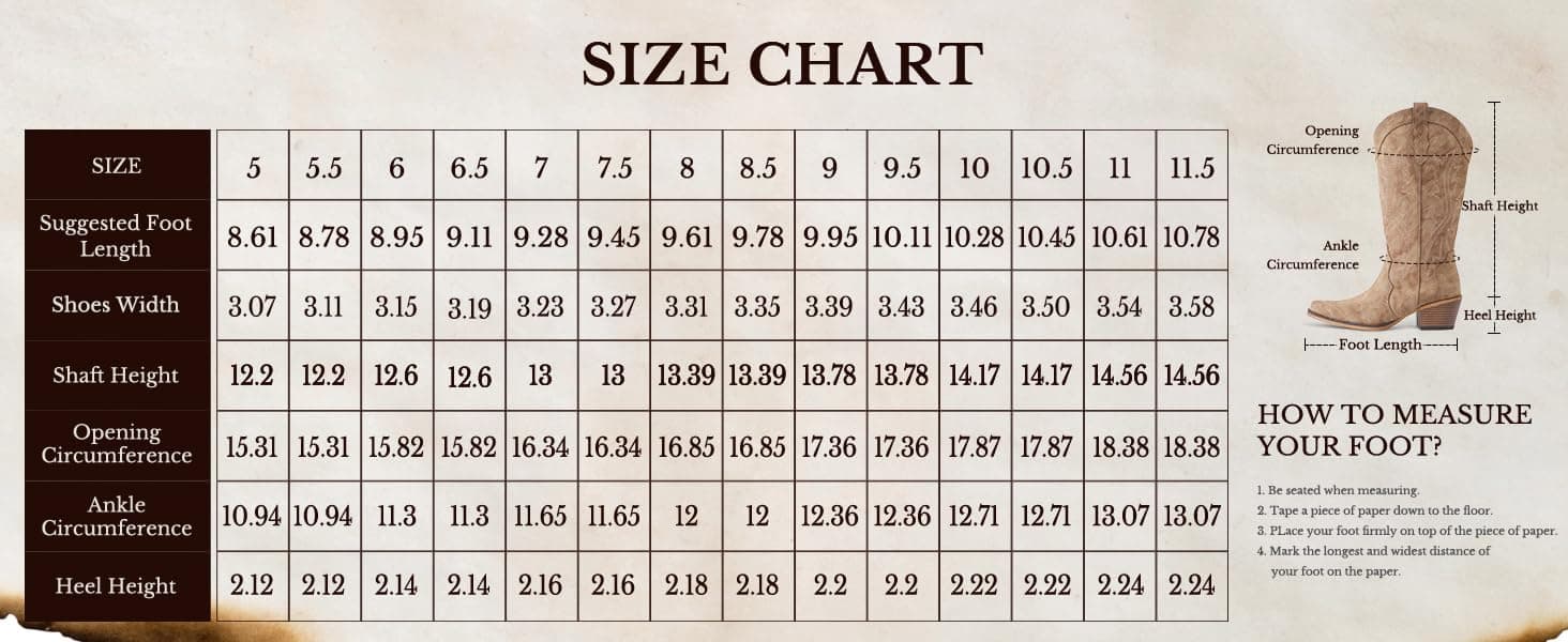 IUV Cowboy Boots For Women Western Cowgirl Boots Mid Calf Snip Toe, view 7
