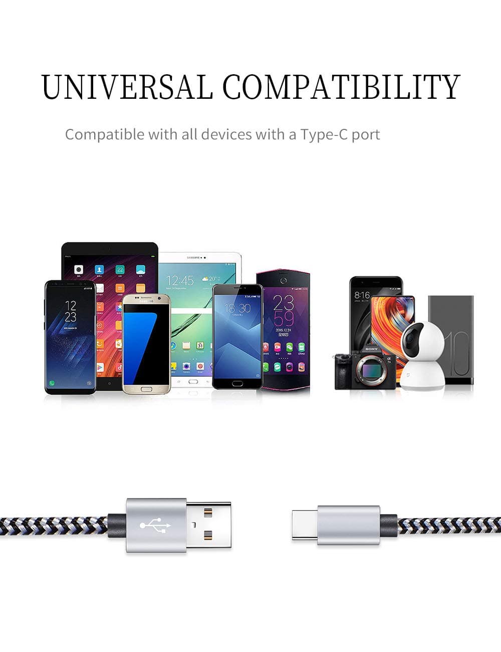 Teeind USB C Cable 6ft 5Pack, 3A Fast Charging Nylon Braided Type C Cord, view 7