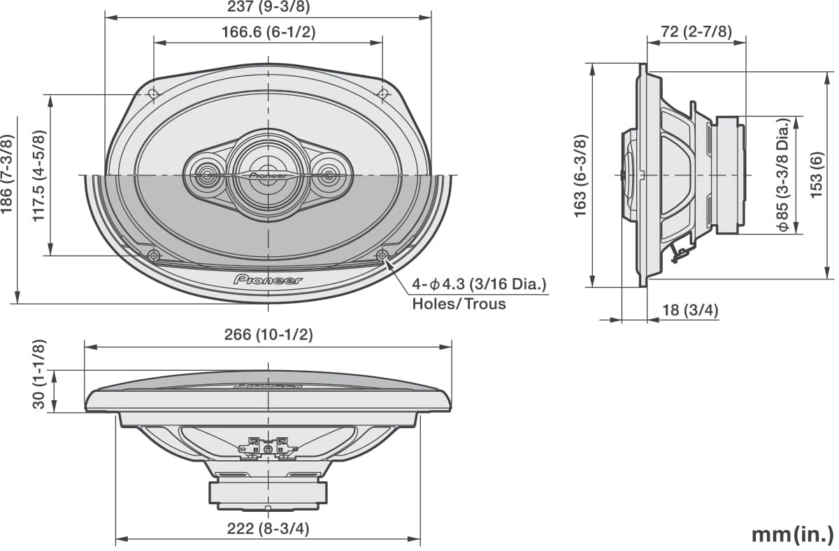 Pioneer A-Series Plus TS-A6971F 6" x 9" 4-Way Coaxial Car Speakers 600W Max, view 6
