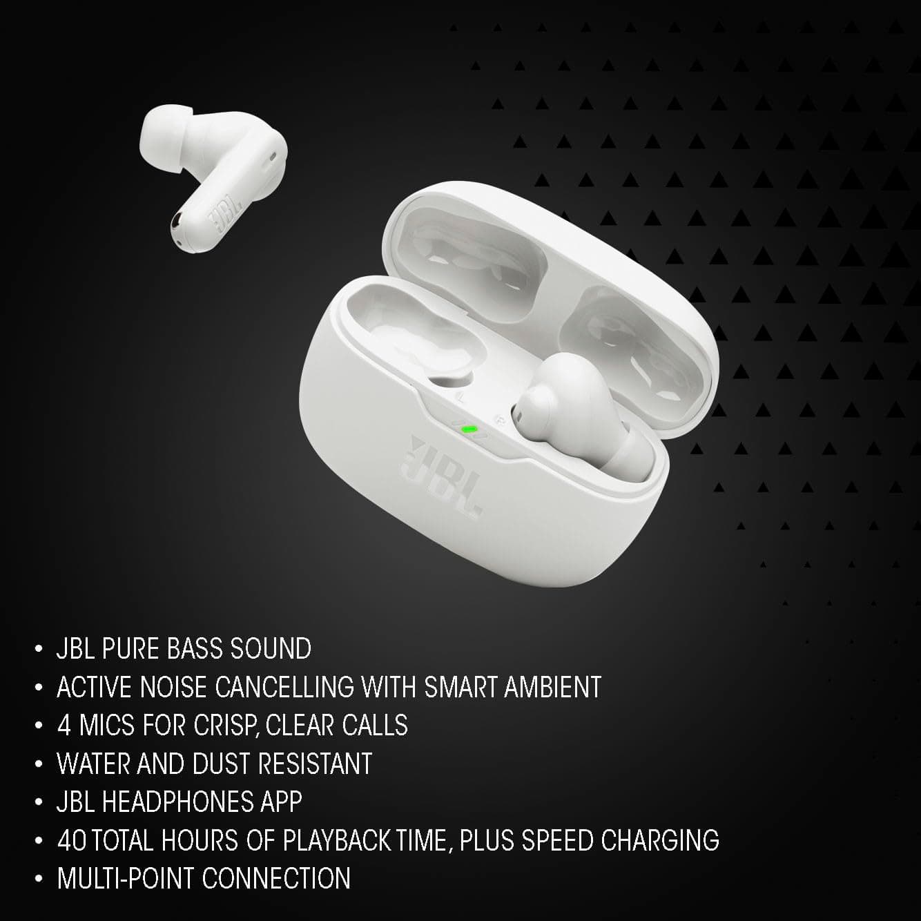 JBL Vibe Beam 2 - Noise Cancelling Earbuds - Black, view 3