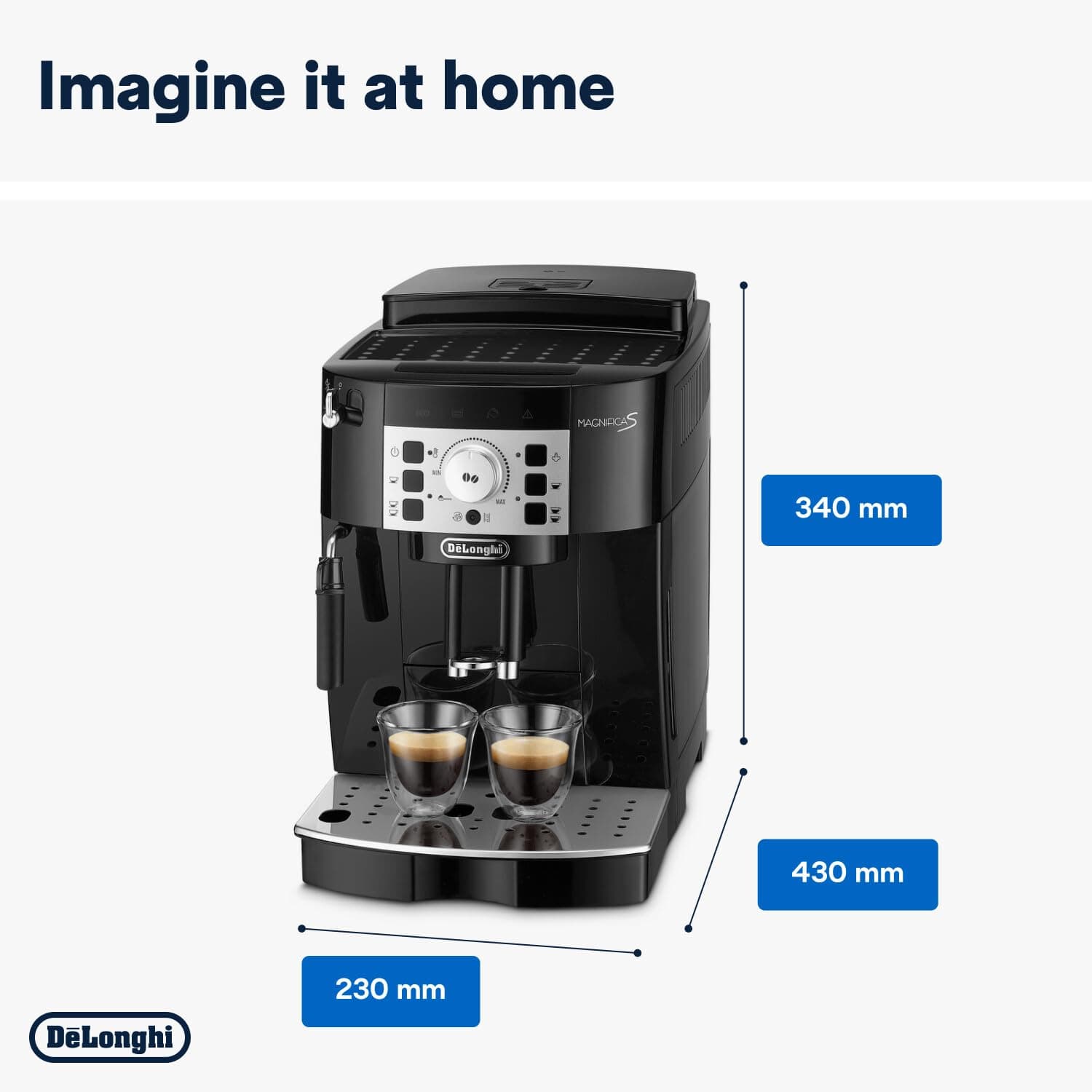 De'Longhi Magnifica S Automatic Espresso Machine with Milk Frother for Hot Coffee Drinks Recipes, Soft-Touch Control Panel, Black, ECAM22110B, view 6