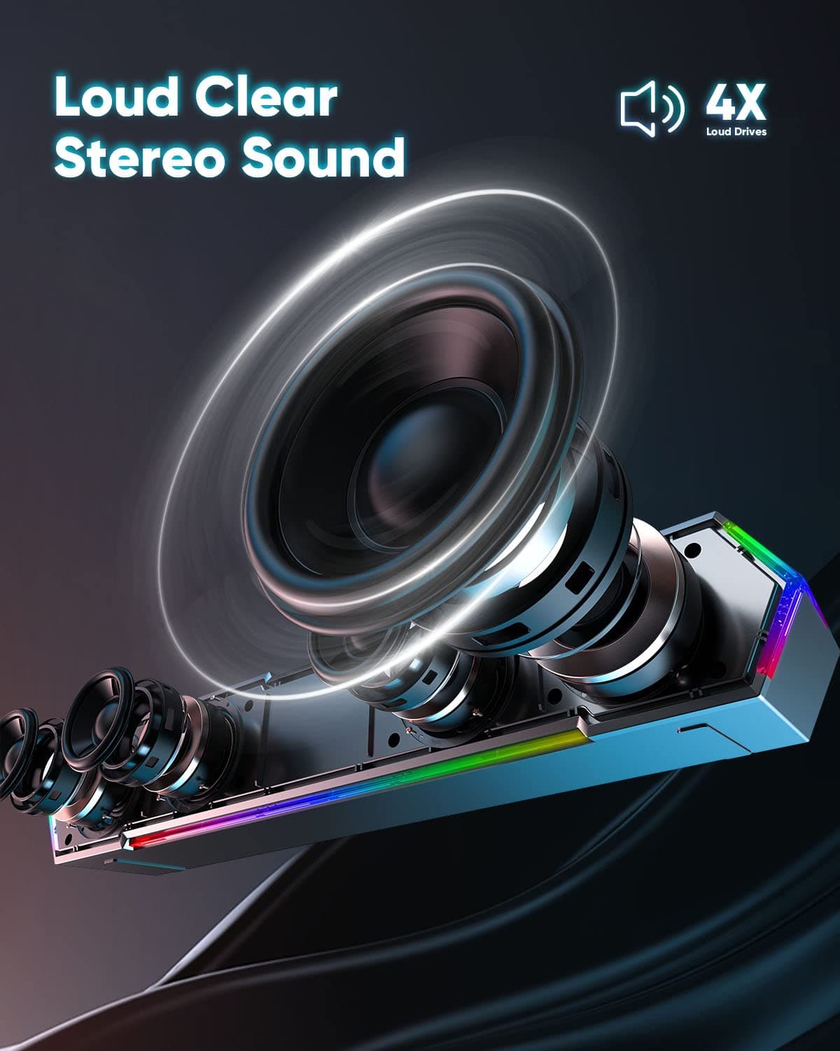 LENRUE G11 Computer Speakers for Desktop, Touch Lights PC Speakers with Surge Clear Sound, USB C/USB Powered, AUX Audio for Computer Desktop PC Laptop Desk, view 2