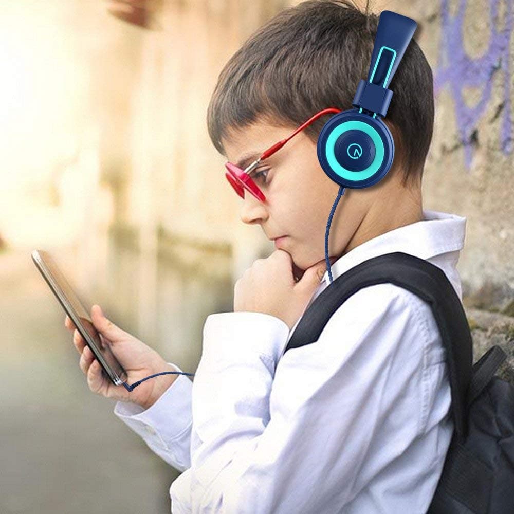 noot products K11 Kids Headphones with Wired Cord 3.5mm Jack Navy/Teal, view 8