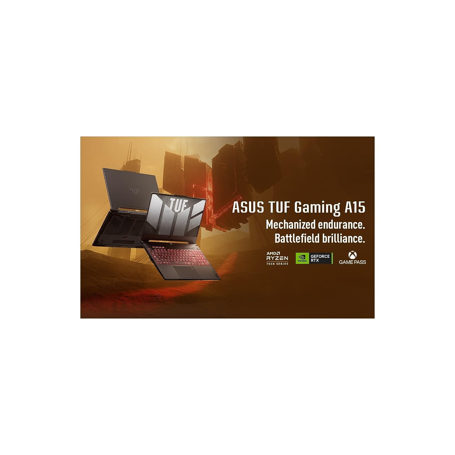 ASUS TUF Gaming A15 Gaming Laptop, 15.6” FHD 144Hz, 100% sRGB Display, GeForce RTX 4060, AMD Ryzen 5 7535HS, 16GB DDR5, 512GB PCIe SSD, Wi-Fi 6, Windows 11, FA507NV-EH53, view 3