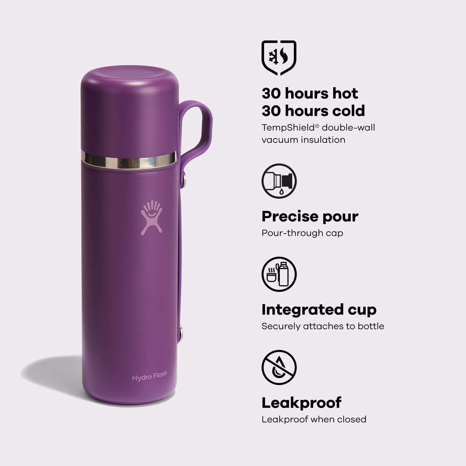 Hydro Flask Hot Flask & Cup – Insulated Stainless Steel, Hot Drink Travel Container for Coffee, Tea, & Soup 28 Oz Palmer Green, view 4