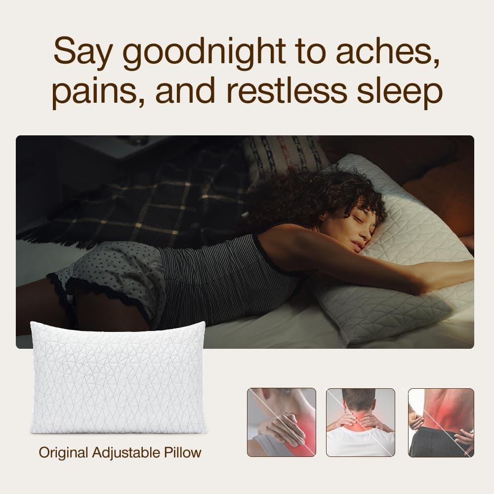 Coop Home Goods Original Adjustable Pillow, Queen Size Bed Pillow for Sleeping, Cross Cut Memory Foam Pillow - Medium Firm Back, Stomach and Side Sleeper Pillow, CertiPUR-US/GREENGUARD Gold, view 3