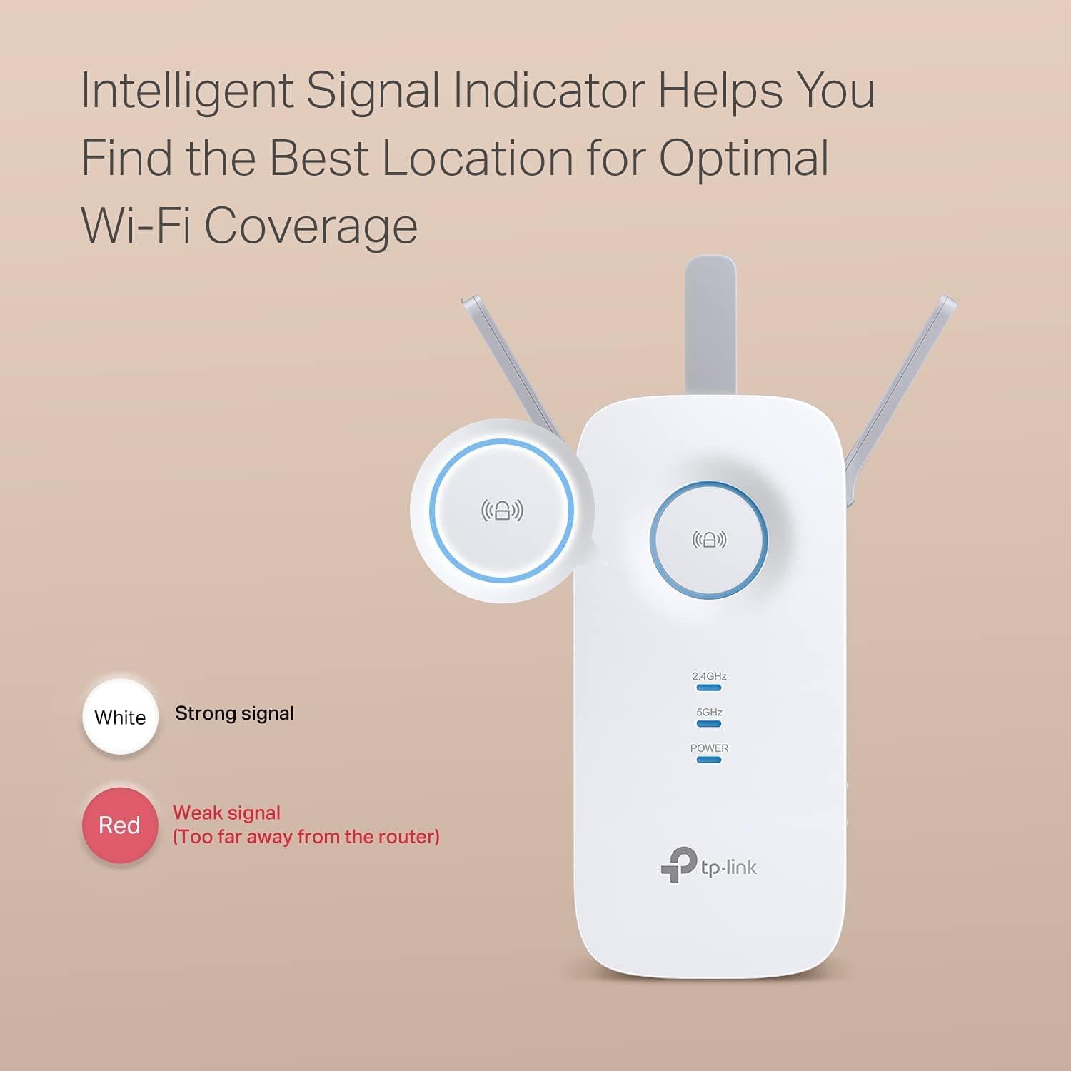 TP-Link AC1900 WiFi Range Extender RE550 | Dual-Band Wireless Repeater Amplifier w/Gigabit Ethernet Port | Up to 2200 Sq. Ft., 32 Devices | Internet Signal Booster | APP Setup | EasyMesh Compatible, view 7