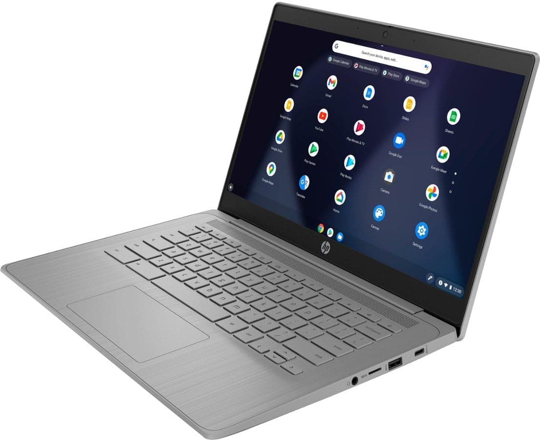 HP 2023 Chromebook Laptop, 14 Inch Display, Intel Celeron N4120 Processor, 4GB RAM, 64GB eMMC, Intel UHD Graphics 600, WiFi, Bluetooth, Chrome OS, Modern Gray, view 3