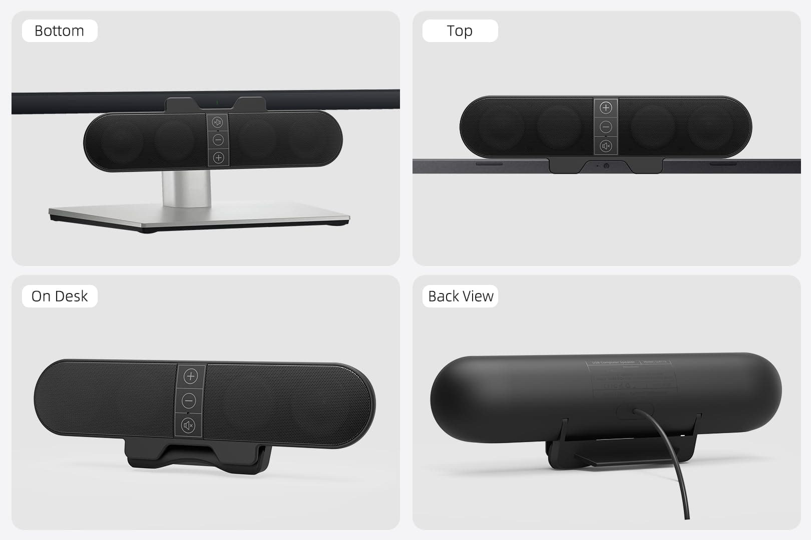 Computer Speakers for Desktop PC Monitor, USB Plug-in, Wired, Computer Soundbar for PC, Laptop Speakers with Adaptive-Channel-Switching, Loud Sound, Deep Bass, USB C Adapter, Easy to Clip on Monitor, view 7