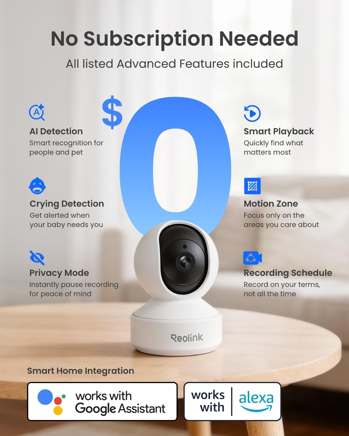 REOLINK E1 Pro 3K Dual-Band Wi-Fi Indoor Camera for Baby & Pet Monitoring, view 5