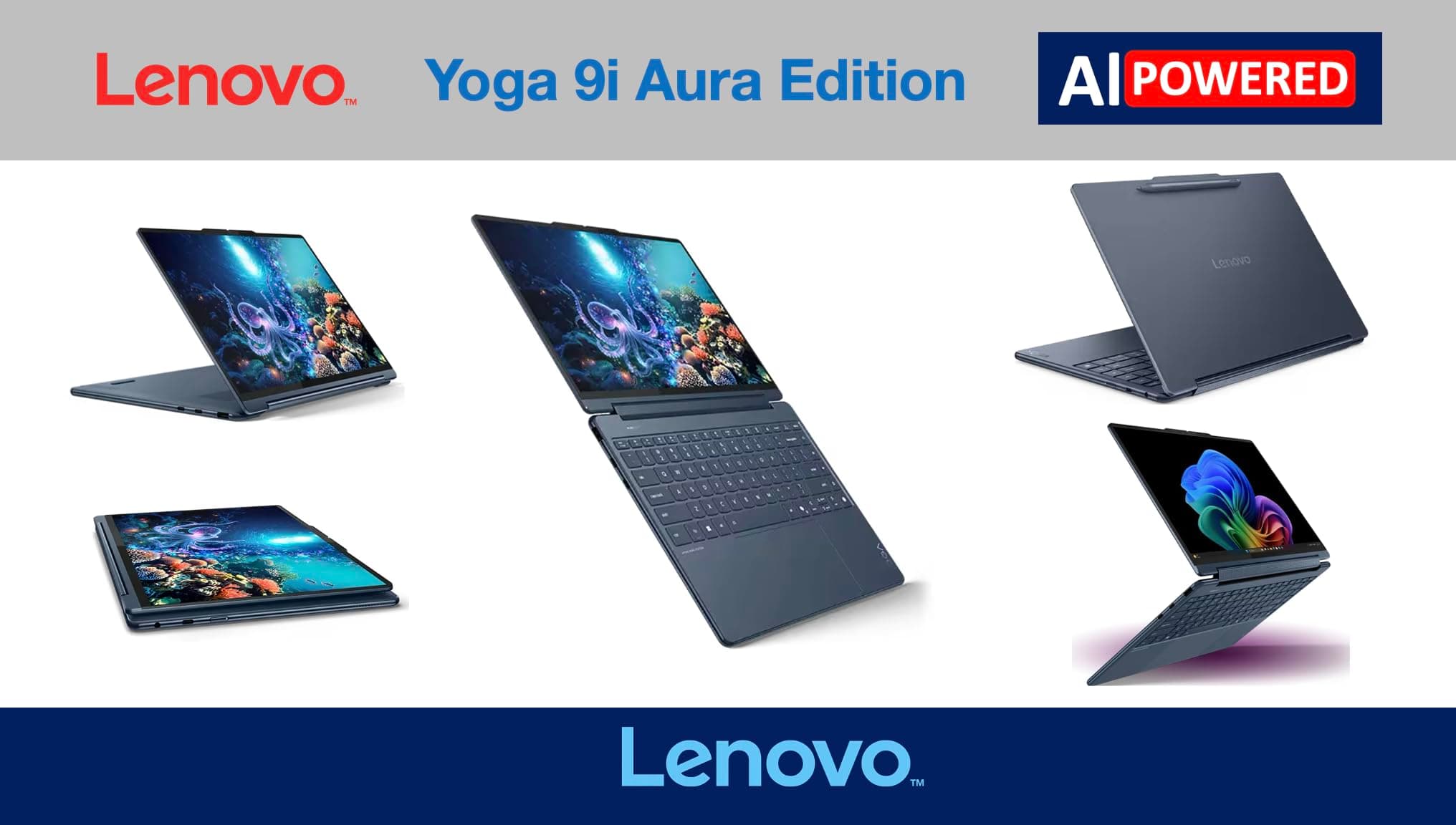 Lenovo Yoga 9i Aura Edition HIGH Performance 2-in-1 Laptop 14.0" Touchscreen OLED 2.8K Display (Intel Ultra 7-258V, 32GB LPDDR5X, 1TB SSD, Backlit KB, Fingerprint, Win11Pro) w/DKZ USB Port Expander, view 2