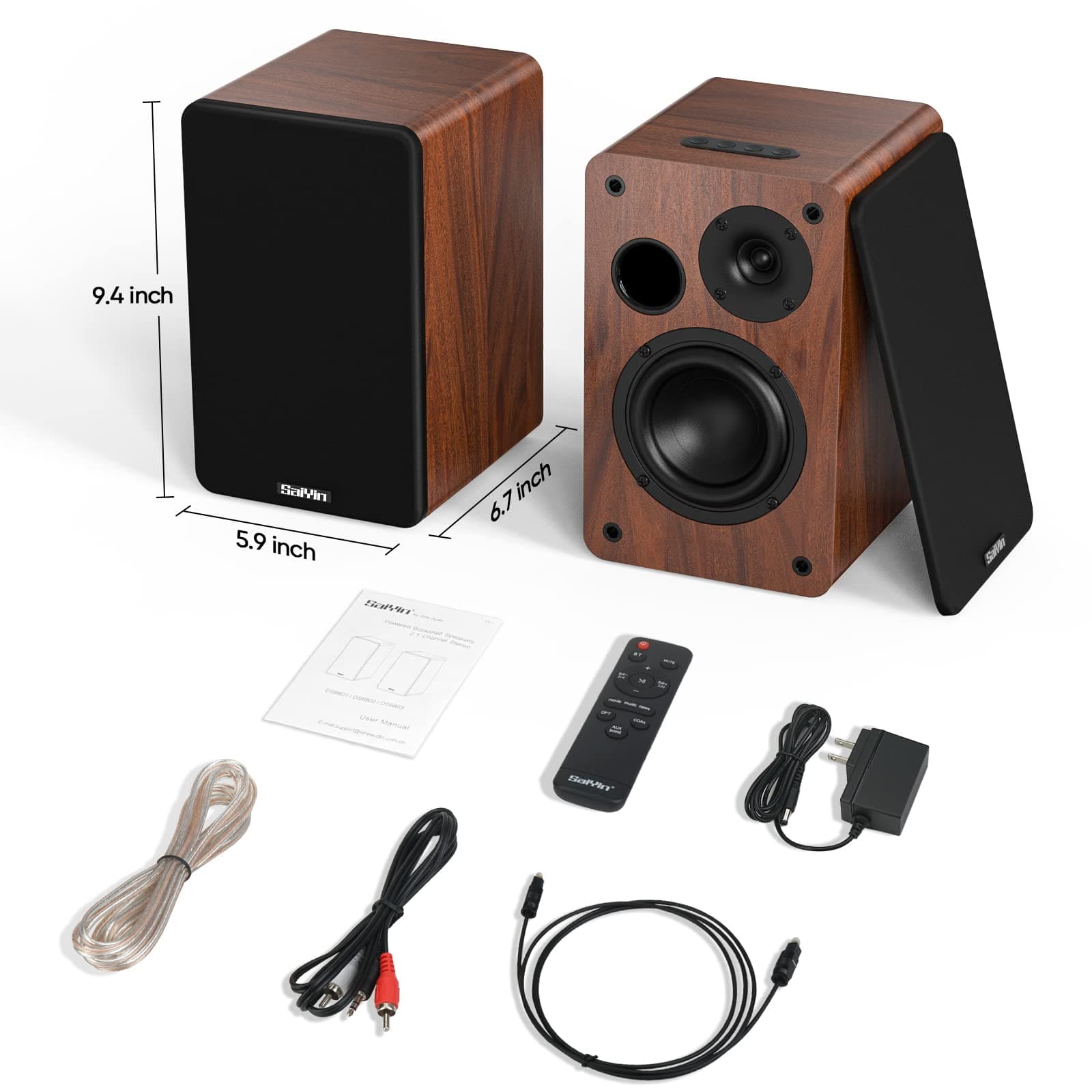 Saiyin Powered Bluetooth Bookshelf Speakers, view 7