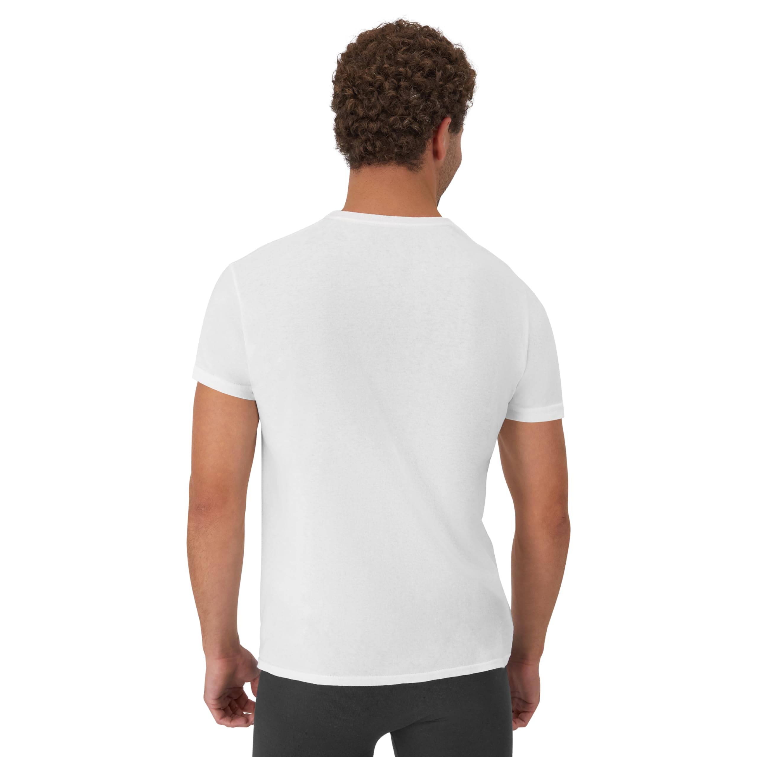Hanes Mens Cotton, Moisture-wicking Crew Tee Undershirts, Multi-packs, White - 6 Pack, Large US, view 3