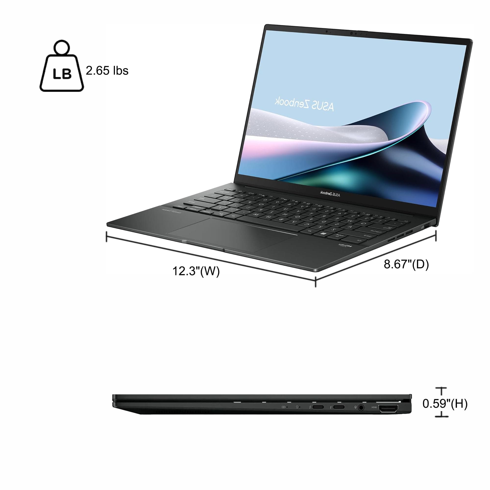 ASUS Zenbook 14 Laptop 14" WUXGA OLED Touch (500nits HDR, 100% DCI-P3) Intel 16-core Ultra 7 255H (>Ultra 9 185H) 16GB RAM 512GB SSD for Creator Business Professional Win11 ICP Hub, view 9