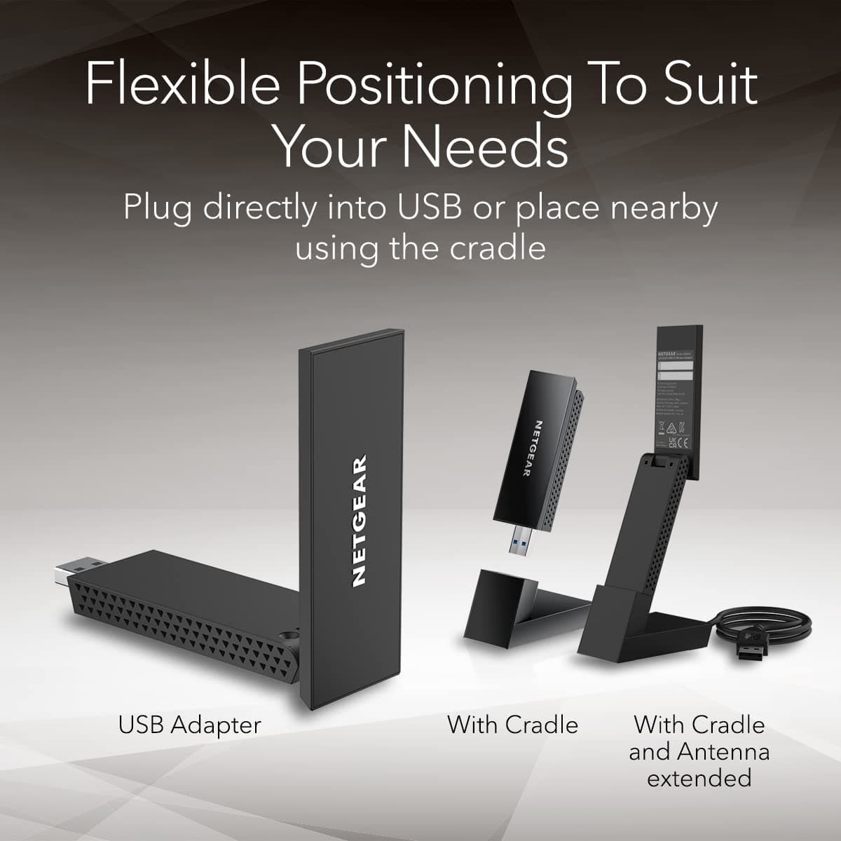 NETGEAR Nighthawk WiFi 6E USB 3.0 Adapter (A8000) - AXE3000 Tri-Band Wireless Gigabit Speed (Up to 3Gbps) - New 6GHz Band – Works with Any WiFi 6 or 6E Router Or Mesh System - for Windows PC, view 6