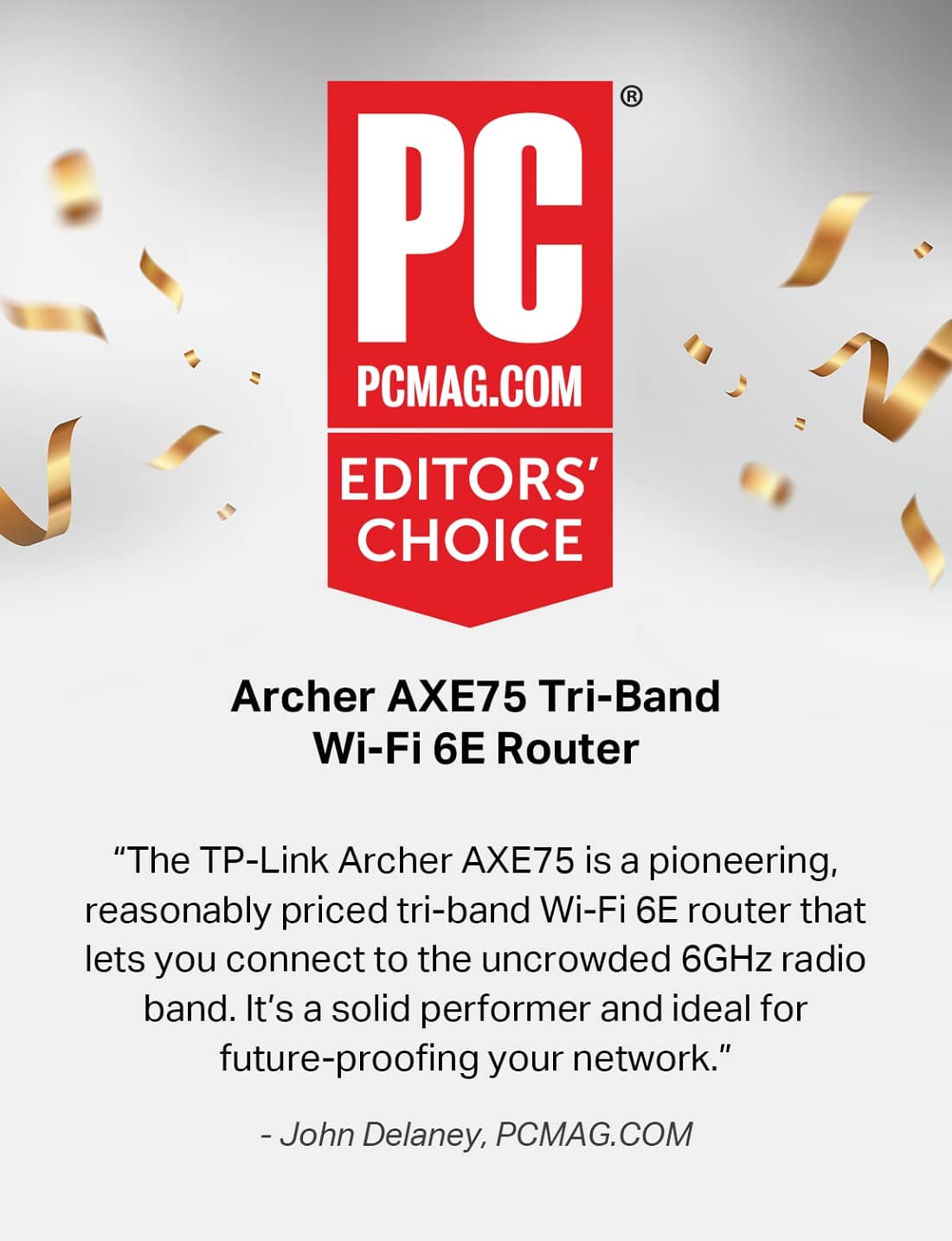 TP-Link AXE5400 Tri-Band WiFi 6E Router, 2025 PCMag Editors' Choice, view 2