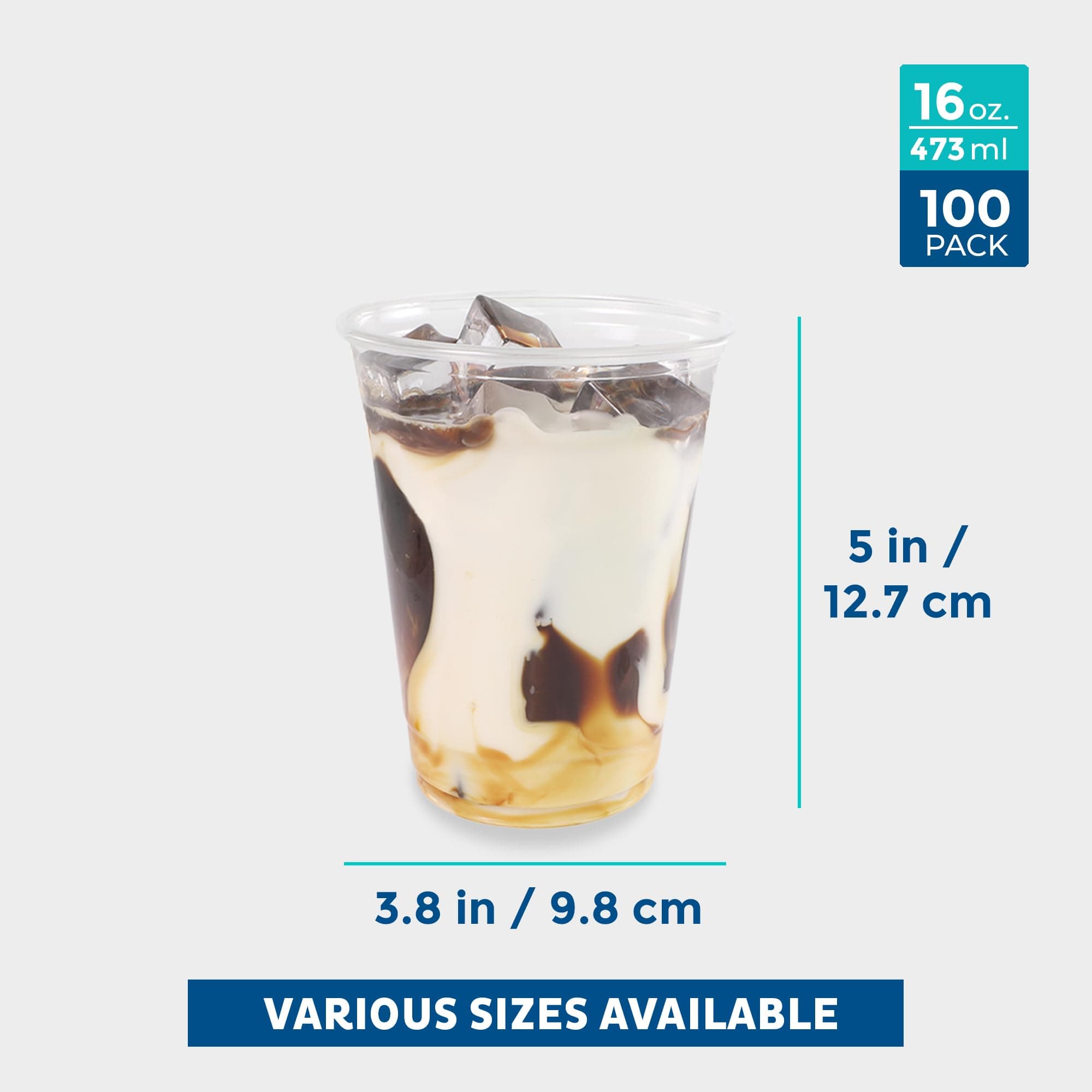 Freshware 16 oz Clear Disposable Plastic Cups, Clear Plastic Cups Tumblers, Heavy-duty Party Glasses, Disposable Cups for Thanksgiving, Halloween, Christmas Party, 16 Oz Cups, 100 Count (Pack of 1), view 3