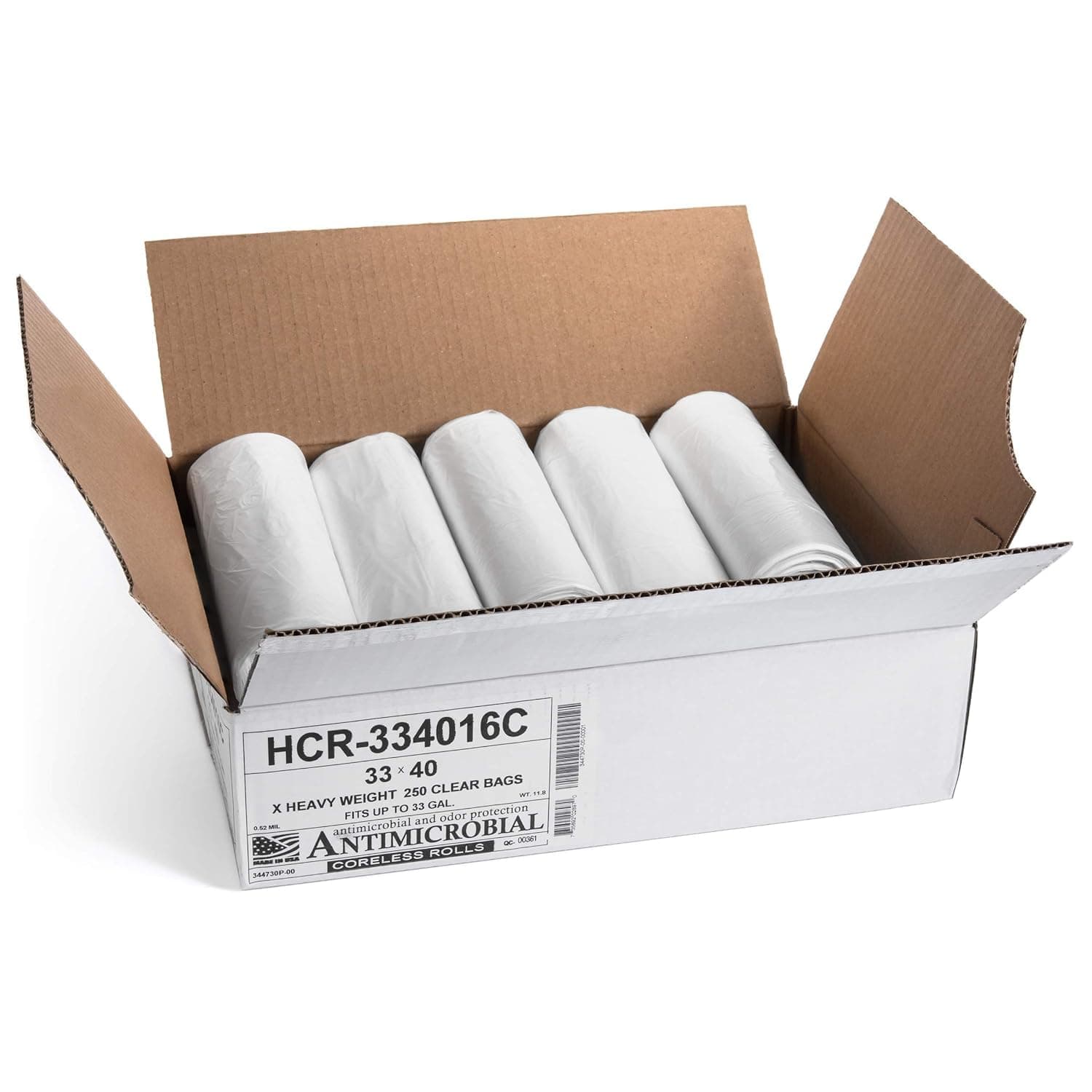 Aluf Plastics HCR-334016C 33 Gallon Clear Trash Bags (250 Count) - 33" x 40" - 16 Micron Equivalent High Density Value Garbage Bags for Bathroom, Office, Industrial, Commercial, Janitorial, Municipal,, view 2
