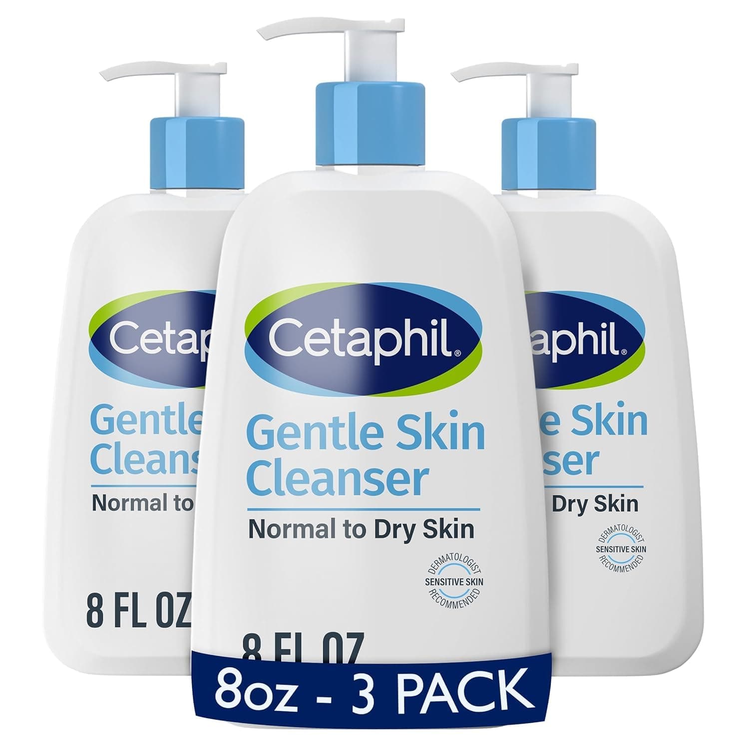 Cetaphil Gentle Cleanser, Hydrating Face & Body Wash, Sensitive, 8oz, 3ct