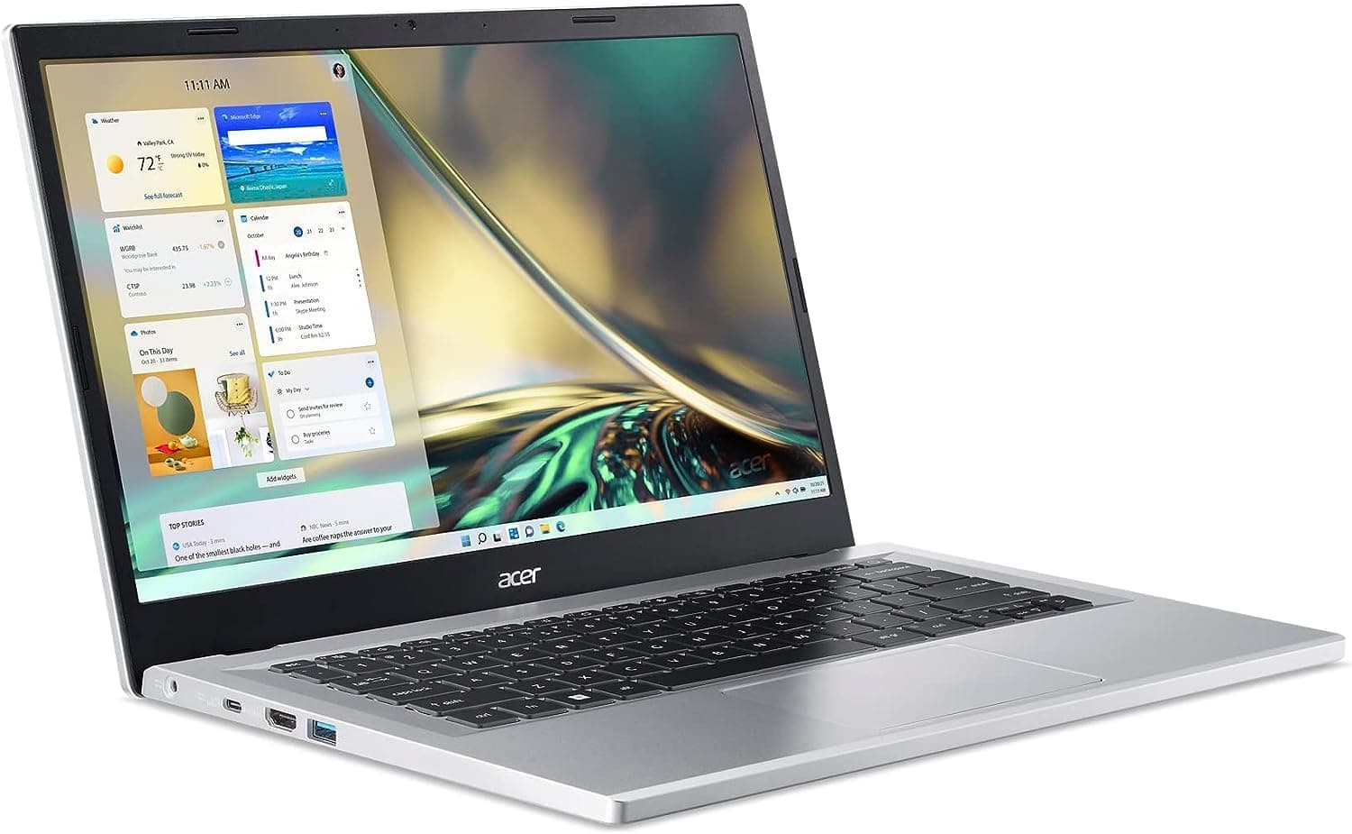 Acer Aspire 3 A314-23P-R3QA Slim Laptop | 14.0" Full HD IPS Display | AMD Ryzen 5 7520U Quad-Core Processor | AMD Radeon Graphics | 8GB LPDDR5 | 512GB NVMe SSD | Wi-Fi 6 | Windows 11 Home,Silver, view 2