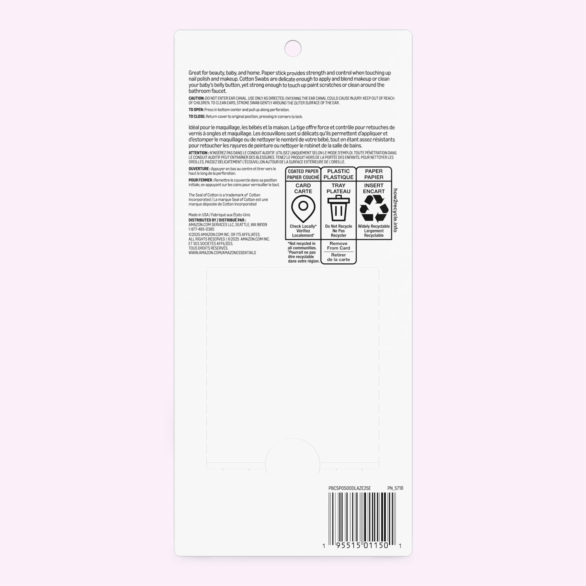Amazon Essentials Cotton Swabs, 500 Count (Previously Amazon Basics), view 5