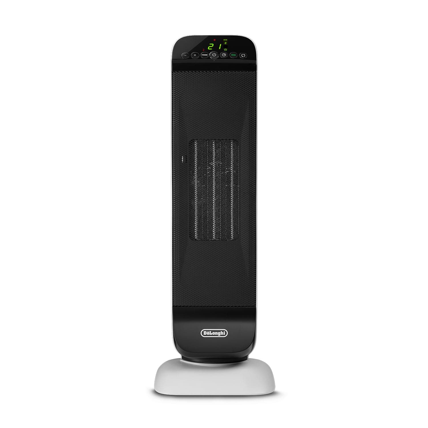 DeLonghi 1500w Ceramic Digital Tower Heater made with recycled materials and packaging, remote, ECO, oscillation