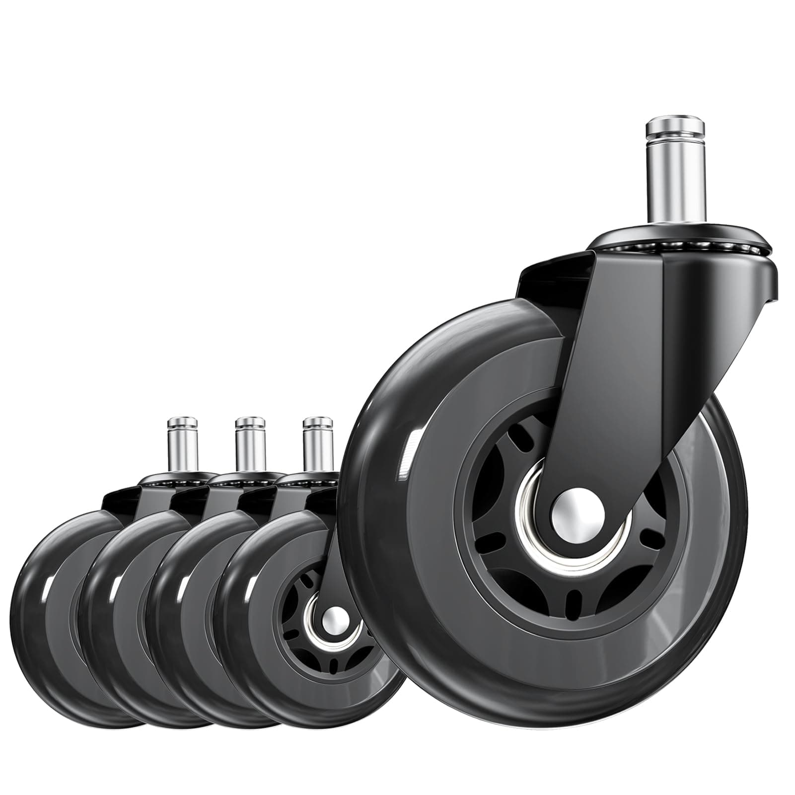 ASHGOOB 3 Inch Office Chair Wheels, Set of 5 (Black)