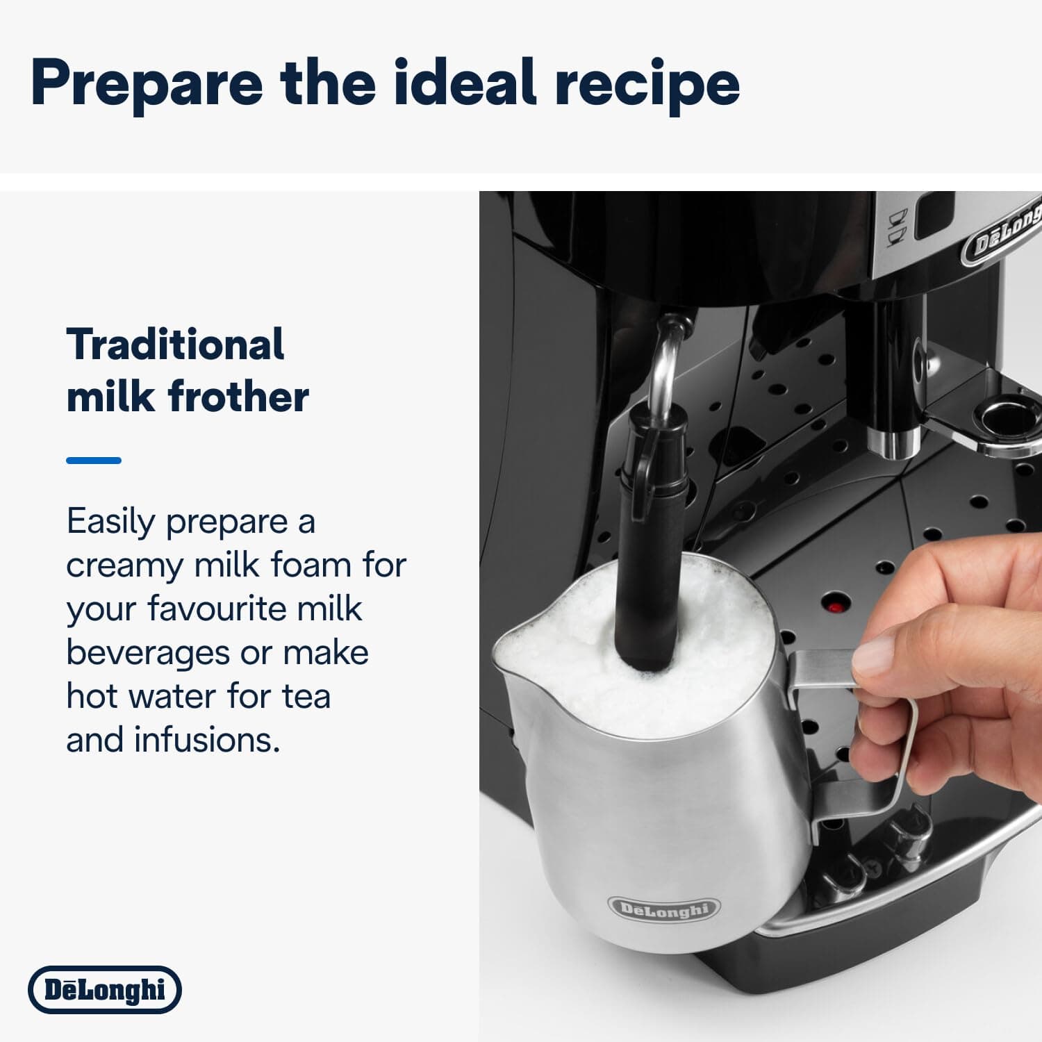De'Longhi Magnifica S Automatic Espresso Machine with Milk Frother for Hot Coffee Drinks Recipes, Soft-Touch Control Panel, Black, ECAM22110B, view 4