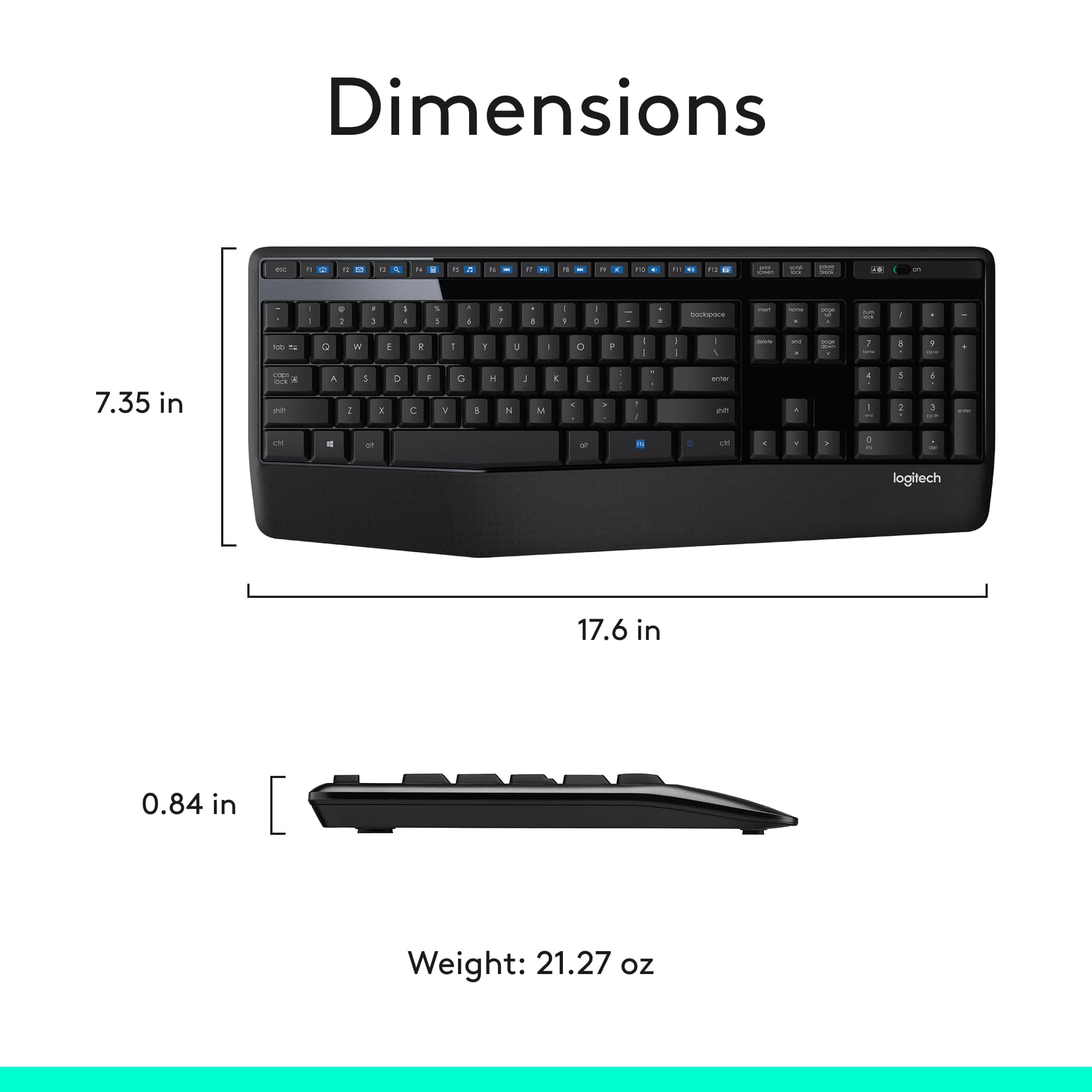 Logitech MK345 Full Size Wireless Keyboard and Mouse Combo - Black, view 9