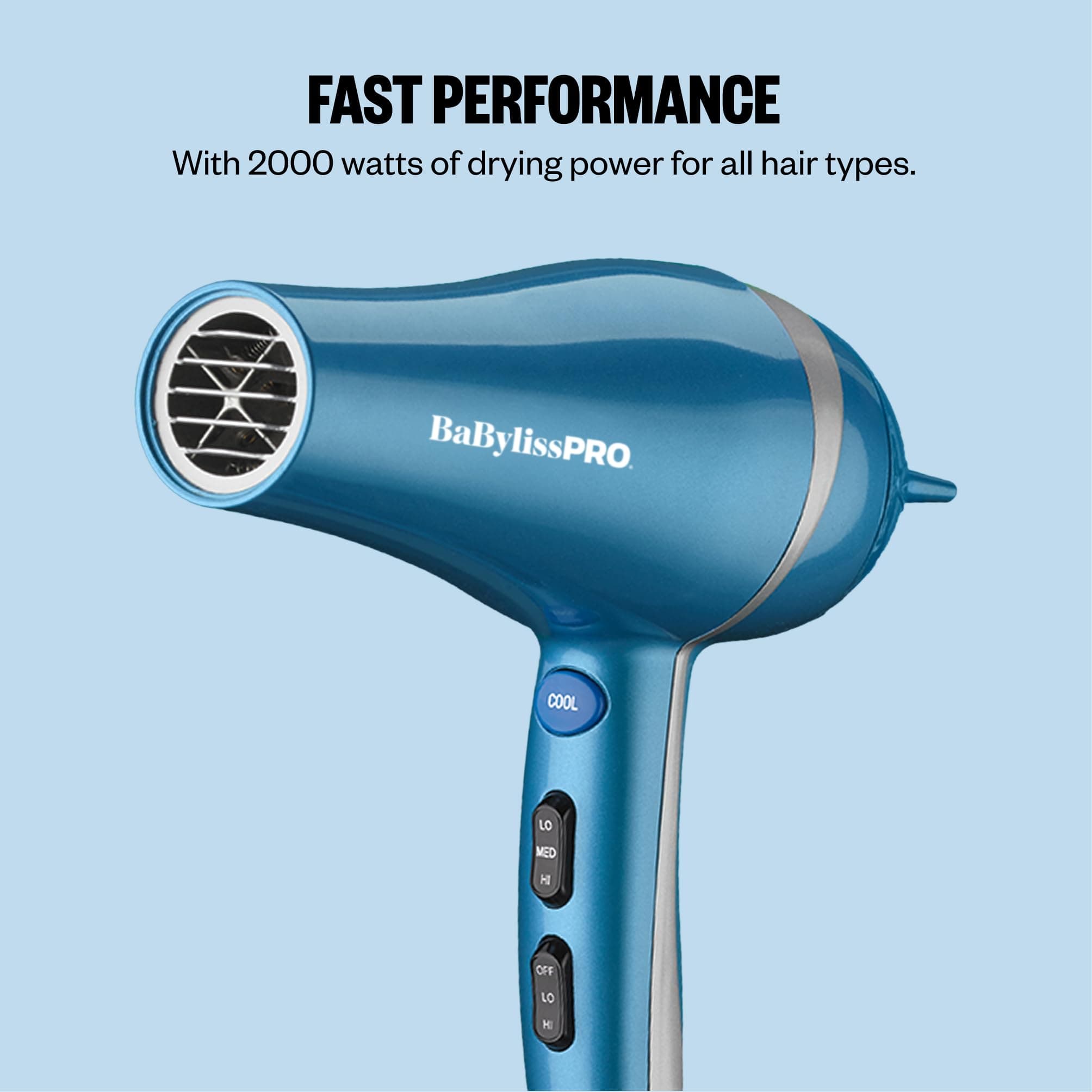 BaBylissPRO The Nano Titanium Hair Dryer, Lightweight, 3 Attachments, view 4