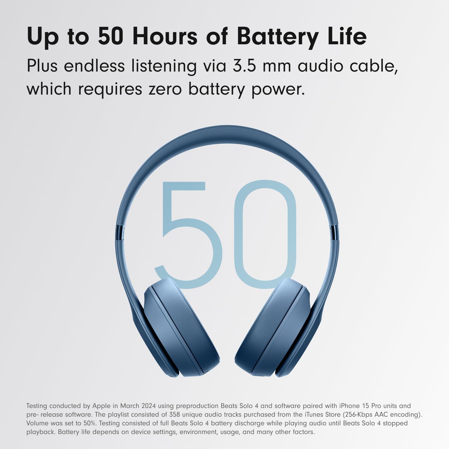 Beats Solo 4 - Wireless On-Ear Bluetooth Headphones, Up to 50-Hour Battery Life, Ultra-Lightweight Comfort, Powerful and Balanced Sound, Apple & Android Compatible - Slate Blue, view 5