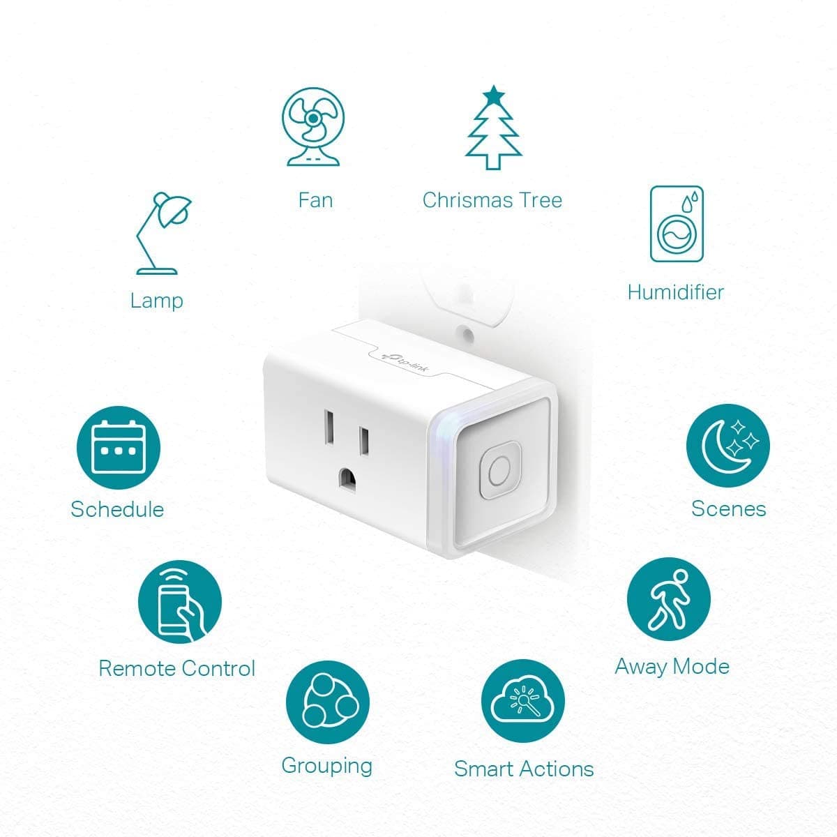 Kasa Smart Plug HS103P4, Smart Wi-Fi Outlet, Touch Actuator, Works with Alexa, Echo, Google Home, No Hub Required, 15 Amp, UL Certified, 4-Pack, White, view 3
