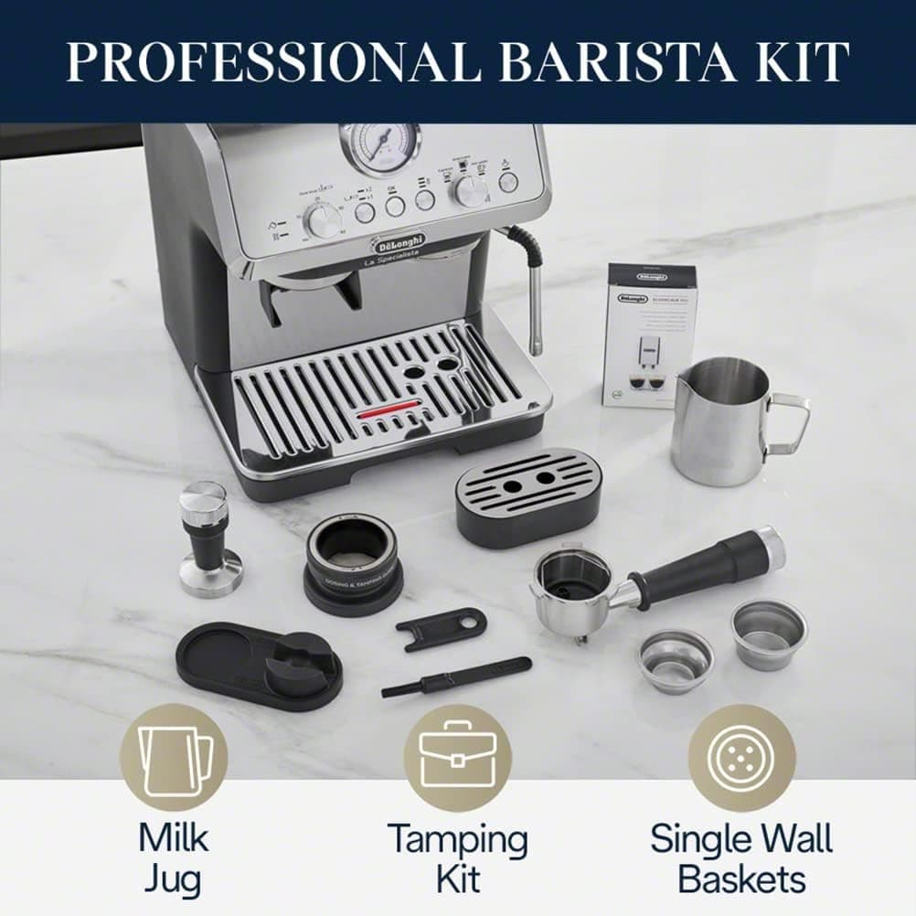 De'Longhi La Specialista Espresso Machine with Grinder, Milk Frother, 1450W, Barista Kit - Bean to Cup Coffee & Cappuccino Maker,Stainless Steel, Black, view 5