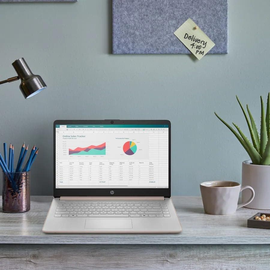 HP 14" Laptop Computer with Microsoft Office 365, 128GB UFS, 4GB RAM, Intel N150 Processor, Windows 11, Home & Office, Pale Rose Gold, view 9