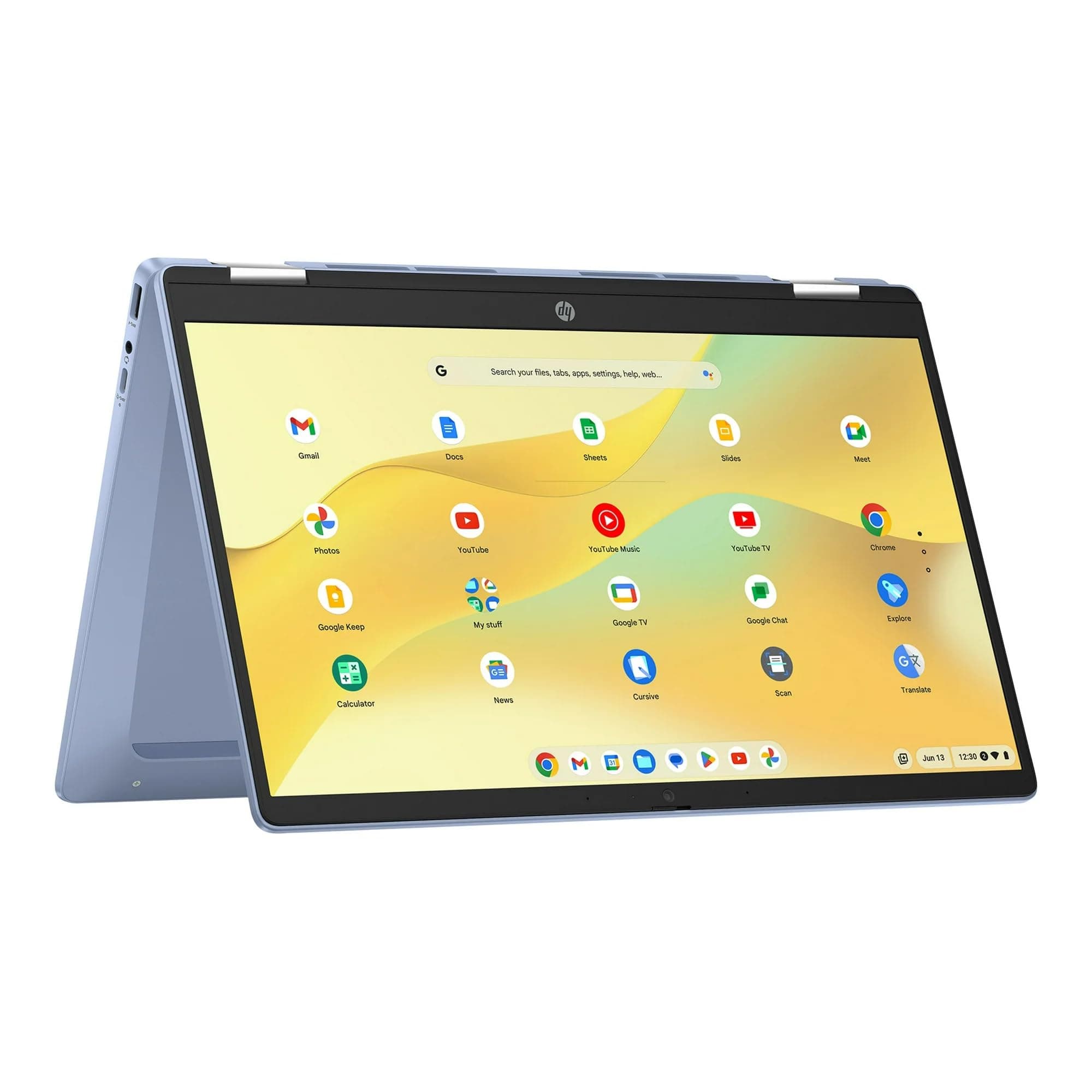 HP Chromebook x360 14 inch FHD IPS Touch 2-in-1 Laptop, Intel Processor N100, 4GB RAM, 64GB eMMC, Chrome OS, Sky Blue, 14b-cd0130wm, view 2