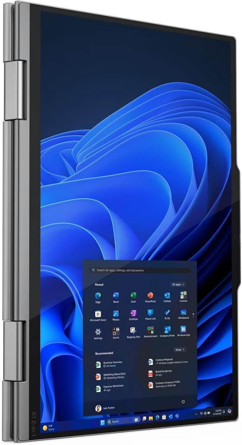 Lenovo ThinkPad X1 2-in-1 Gen 10 Aura Edition Laptop with Intel Core Ultra 7 255U Processor, 14” WUXGA Touchscreen Display, 16GB LPDDR5X-8400MT/s, 1TB SSD, FHD Cam, and Win 11 Pro, view 4