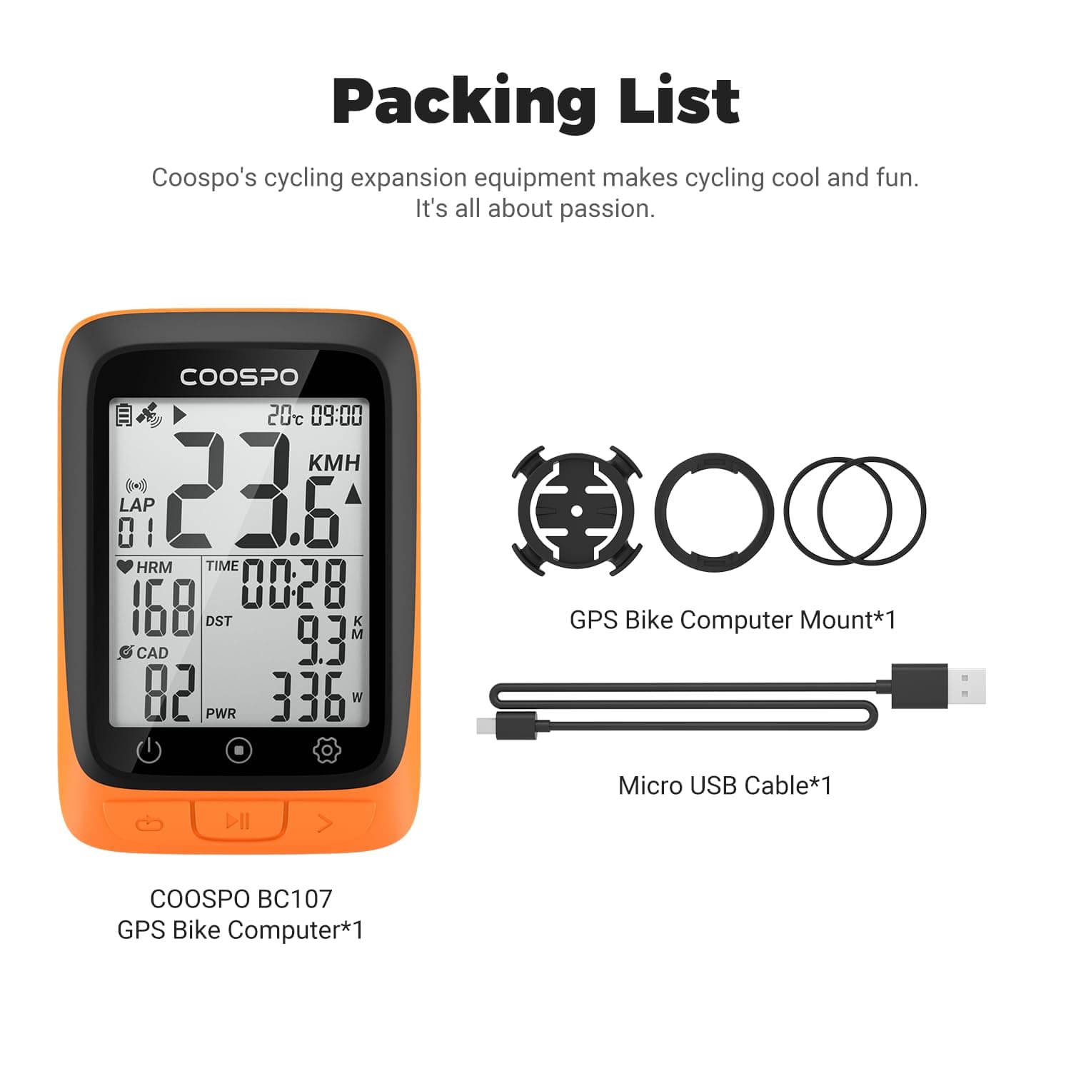COOSPO Bike Computer Wireless GPS, Cycling Computer GPS Bike Tracker with Bluetooth/ANT+, Waterproof Bicycle Computer GPS Speedometer with Auto Backlight, 2.4 inch LCD Display, view 9