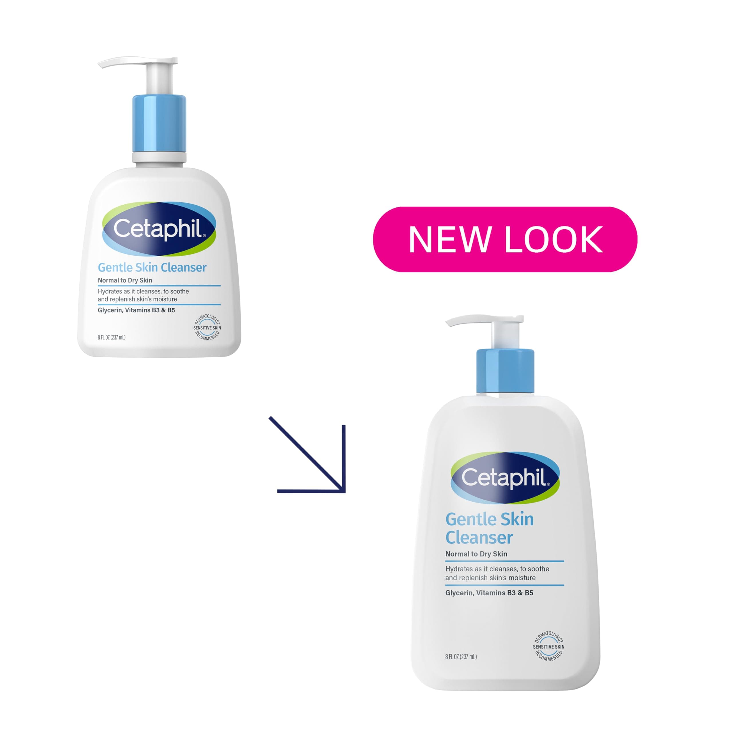 Cetaphil Gentle Cleanser, Hydrating Face & Body Wash, Sensitive, 8oz, 3ct, view 2
