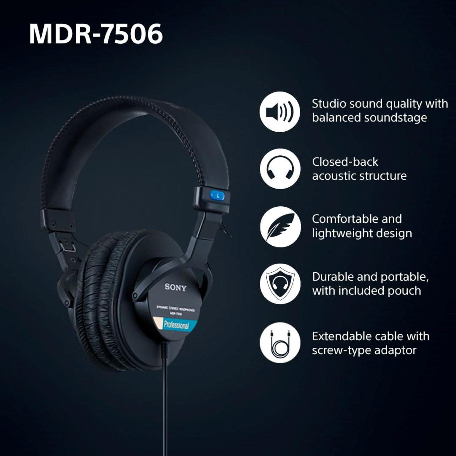 Sony MDR7506 Professional Large Diaphragm Headphone, view 4