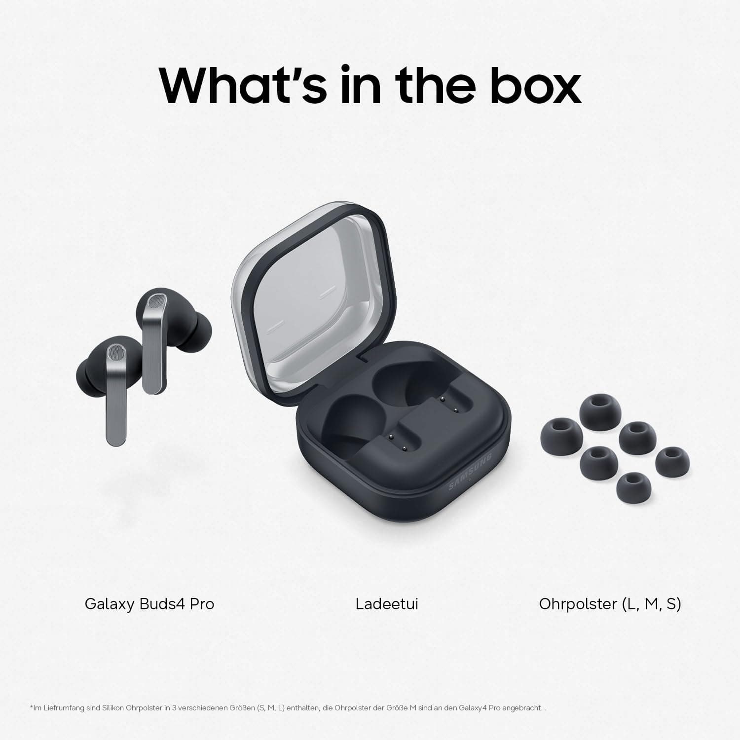 Samsung Galaxy Buds4 Pro, Kabellose Hi-Fi Bluetooth-Kopfhörer, 2-Wege-Lautsprecher, Geräuschunterdrückung per Adaptive Noise Cancelling, In-Ear-Ohrhörer, 360 Audio, AI Agent mit Sprachsteuerung, Black, view 9