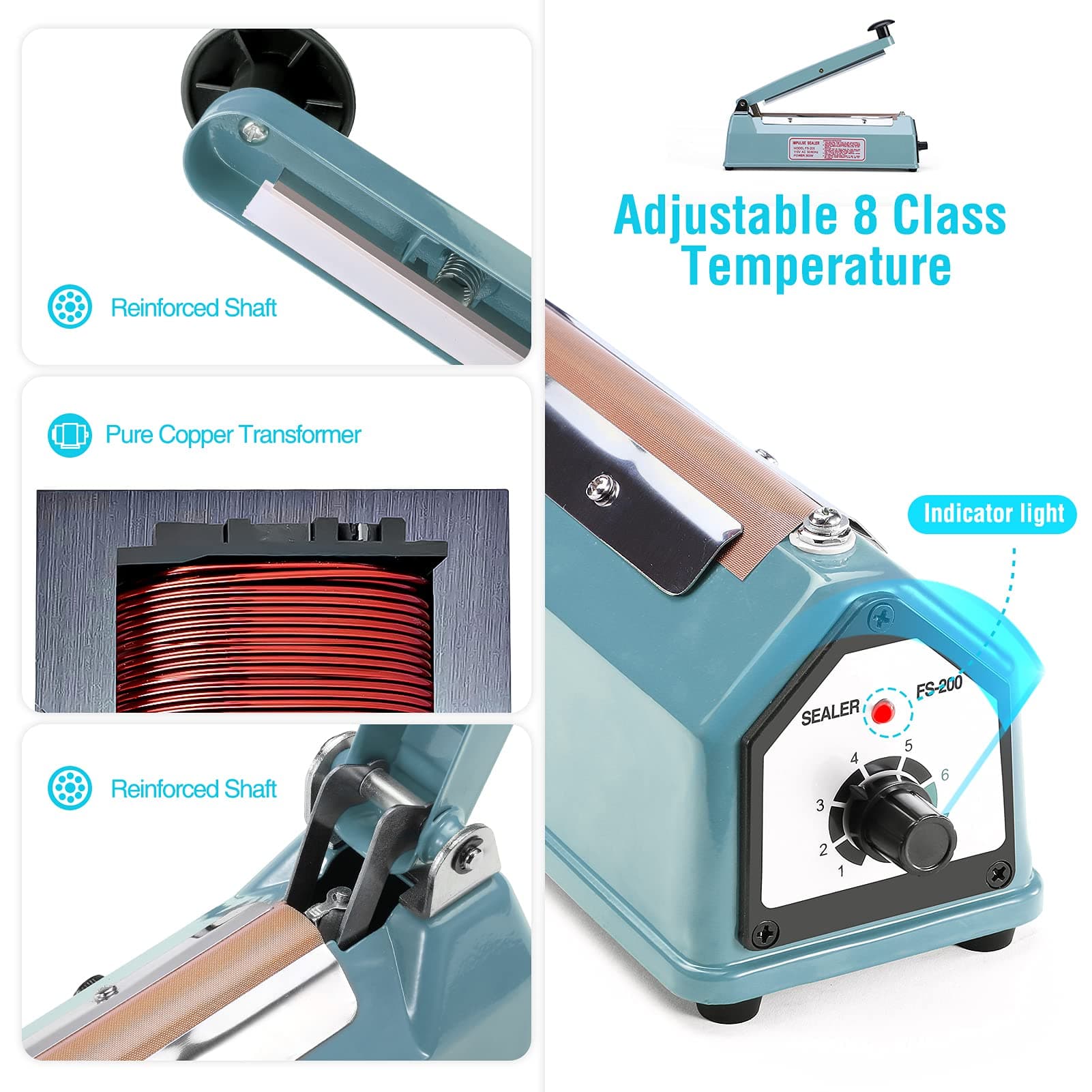 METRONIC Impulse Sealer 8 inch, Manual Heat Sealer Machine for Plastic Bags, view 7