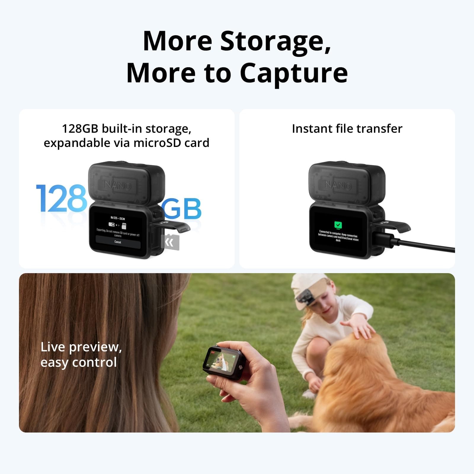 DJI Osmo Nano Standard Combo (128GB), 4K Wearable Camera, 1/1.3″ Sensor, view 5