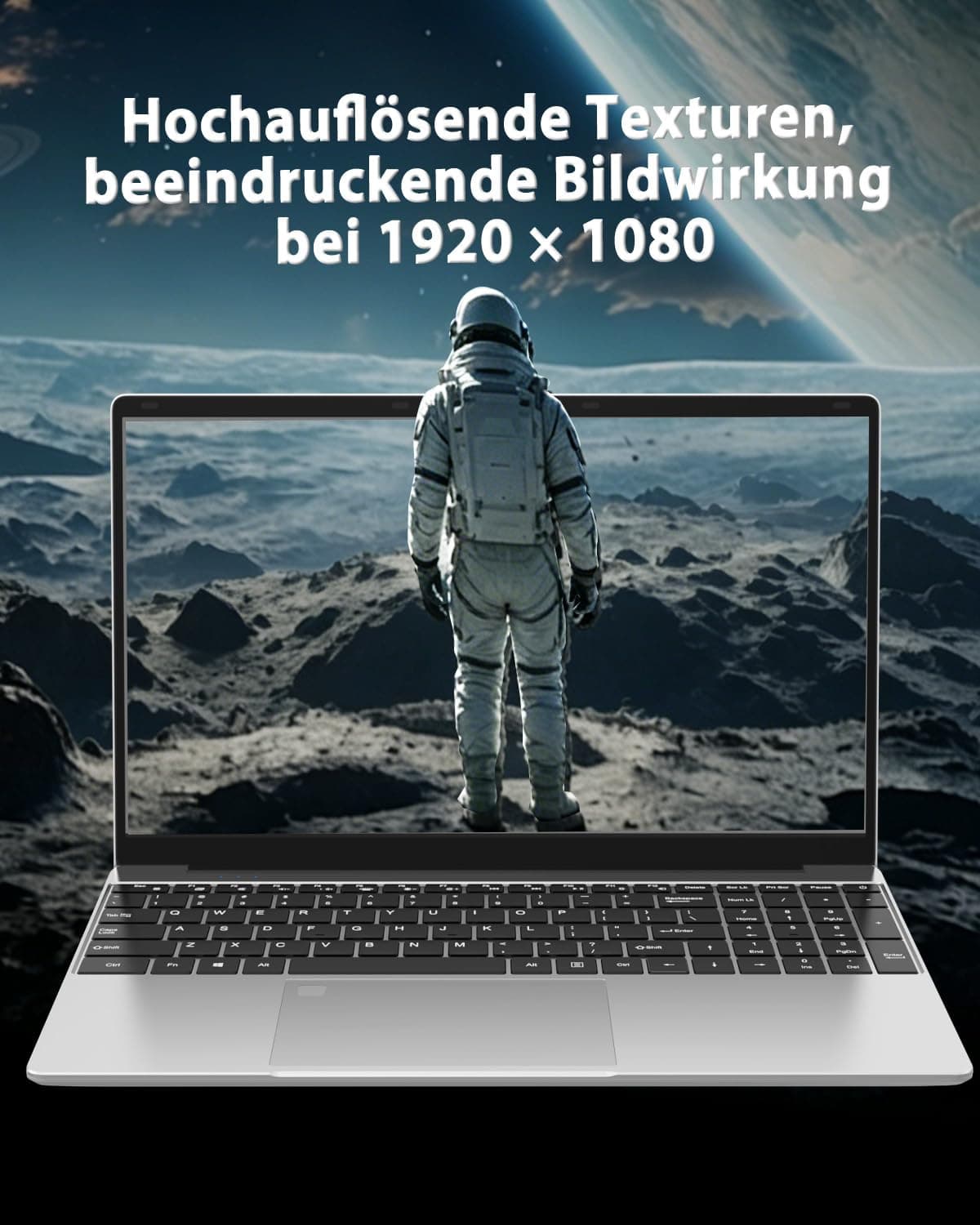 Molegar 2026 Laptop 15.6 Zoll,8GB RAM 256GB SSD,N5100 Prozessor,FHD Display,Notebook mit Beleuchtete Tastatur und Fingerabdrucksensor für Studierende und Unternehmen, view 4