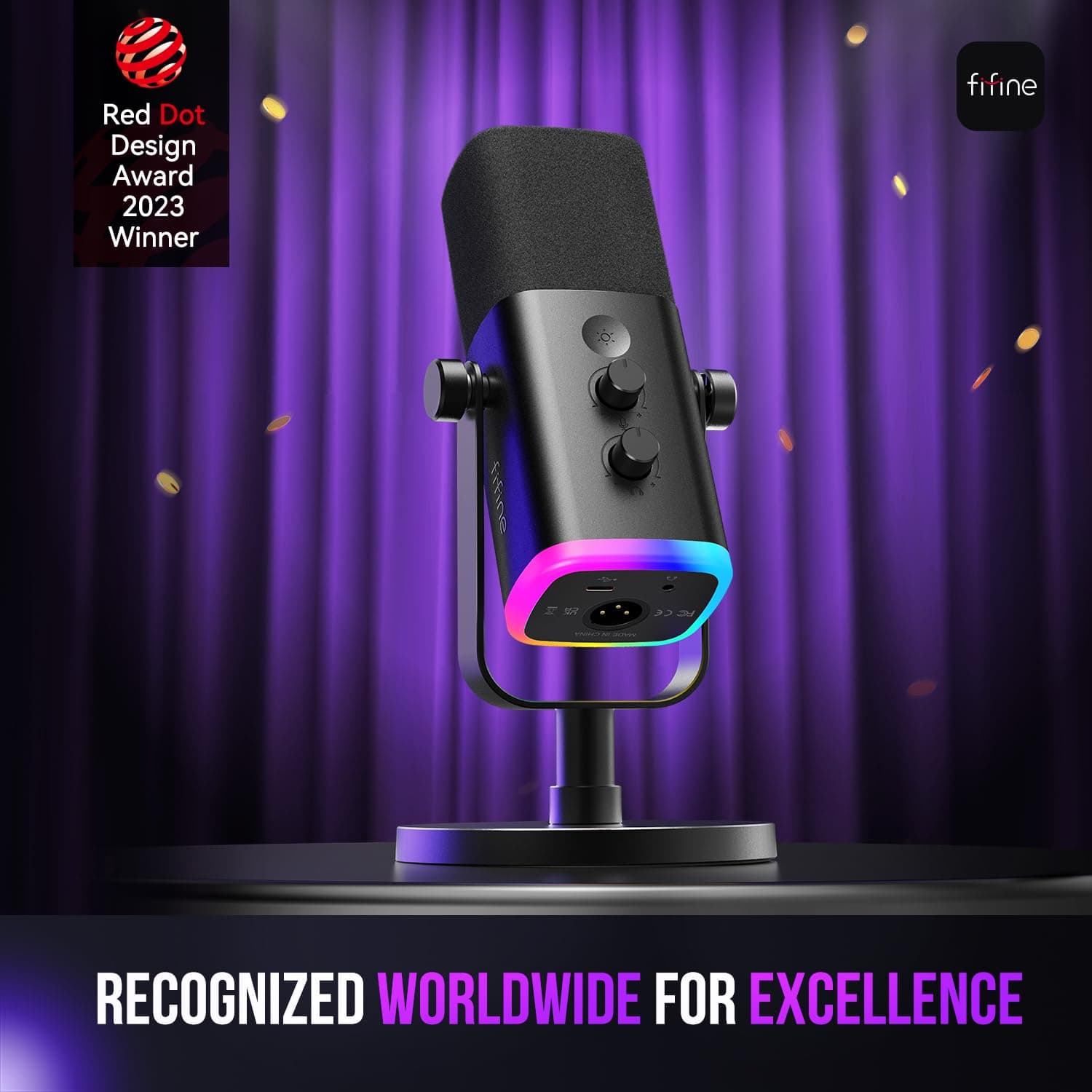 FIFINE AmpliGame AM8 USB/XLR Dynamic Microphone for Gaming Streaming, view 2